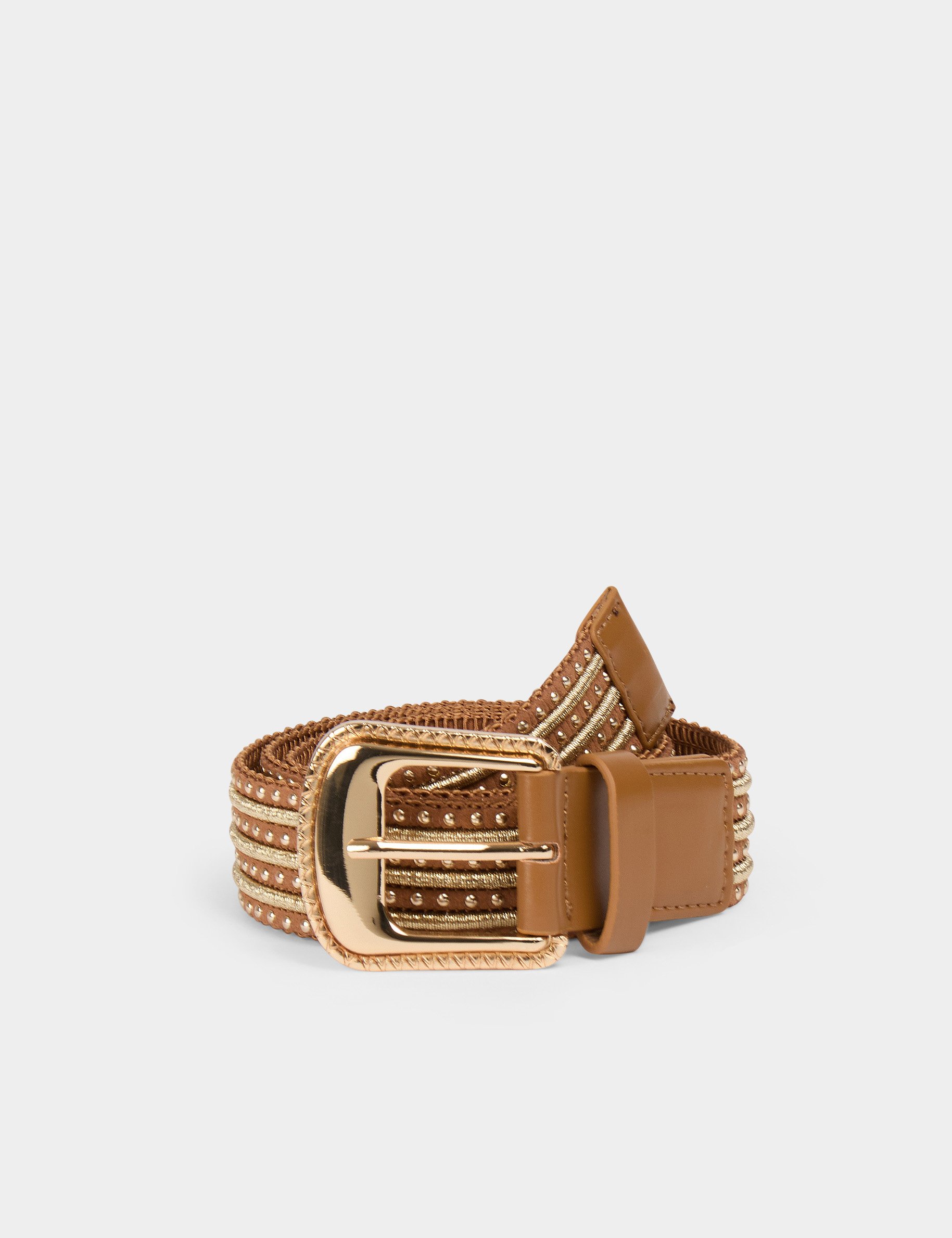 Belt with studs camel women