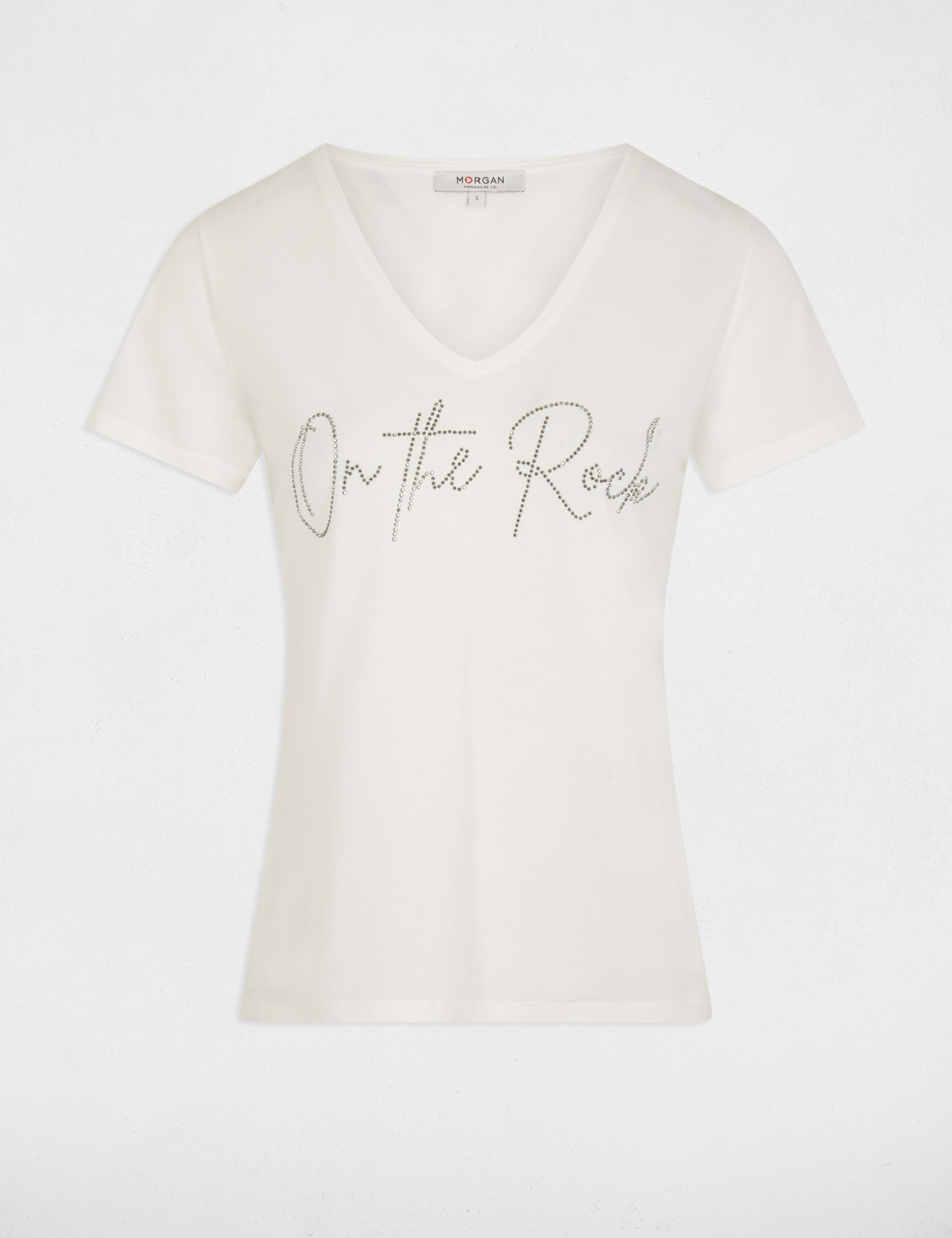 T-shirt with message ecru women