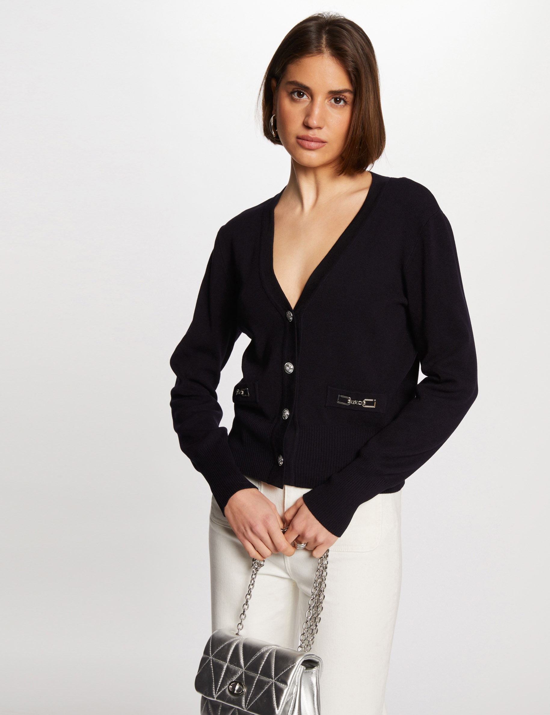 Long-sleeved cardigan navy women