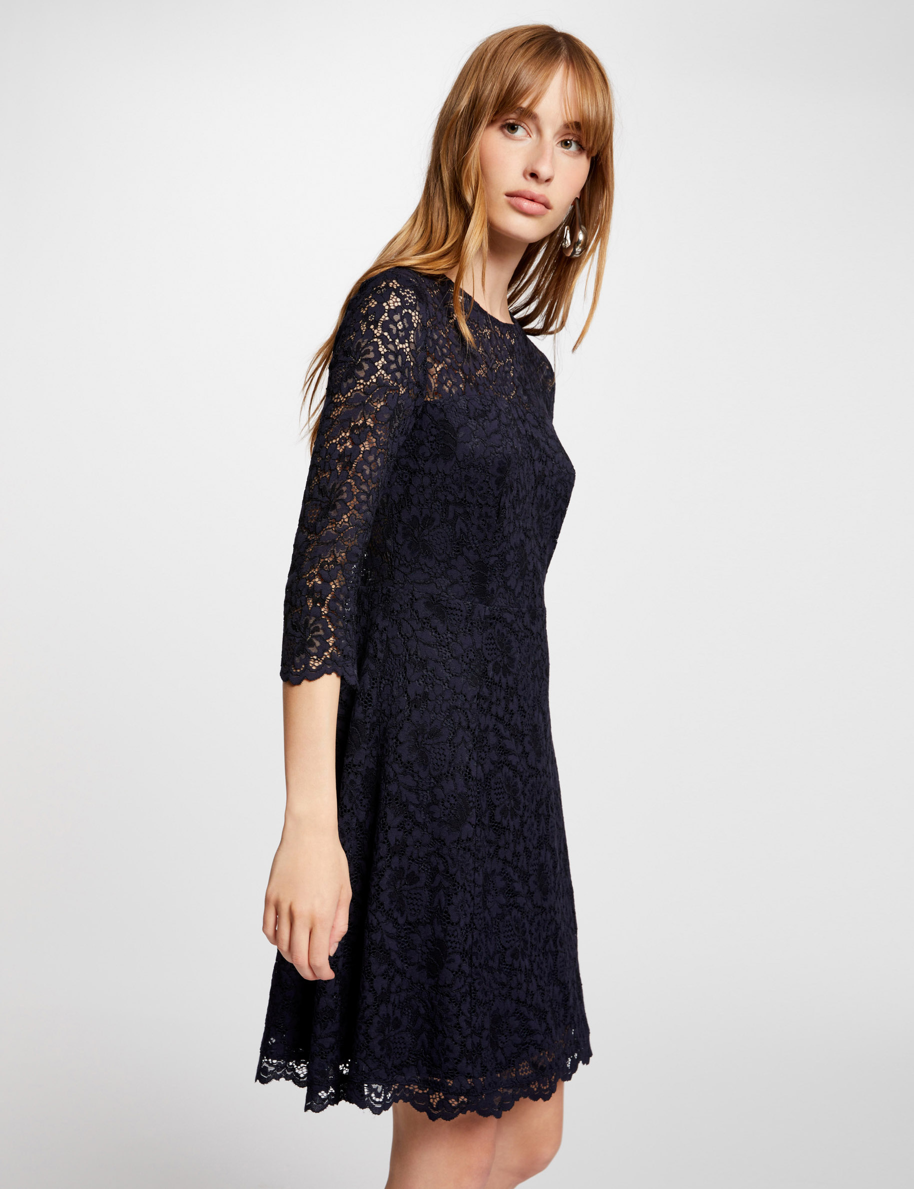 Mini skater lace dress navy women