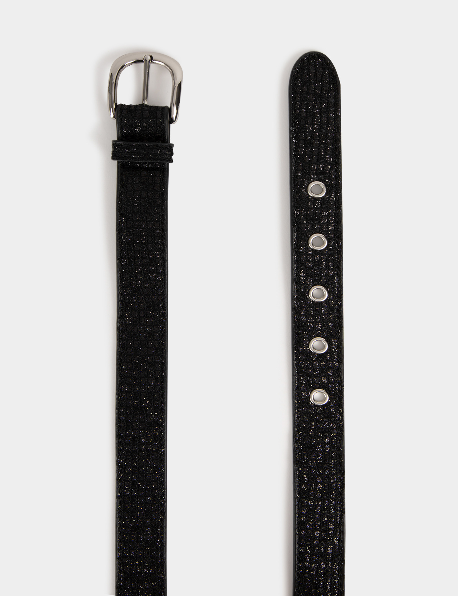 Ceinture métallisée noir femme