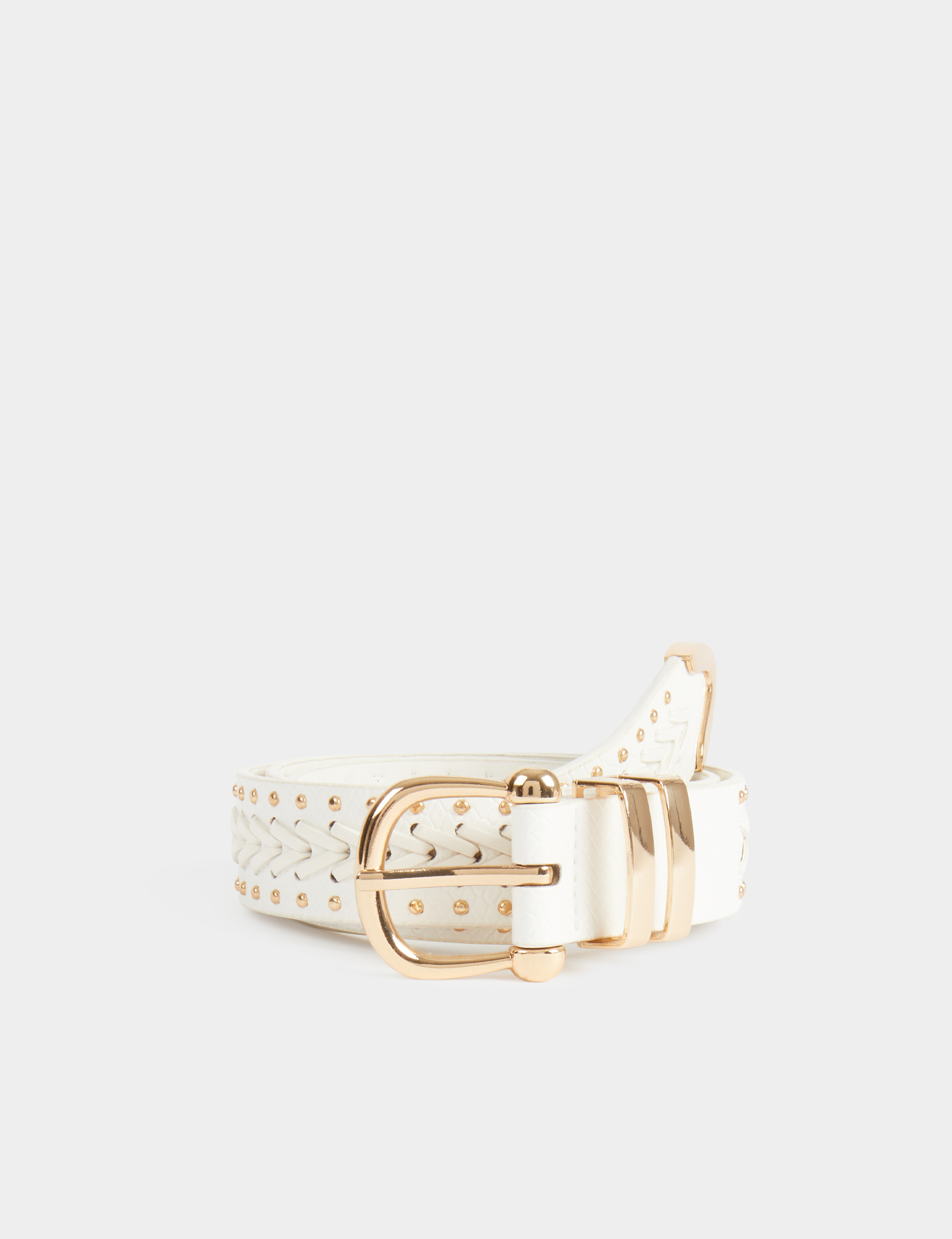 Belt croc effect and studs white women