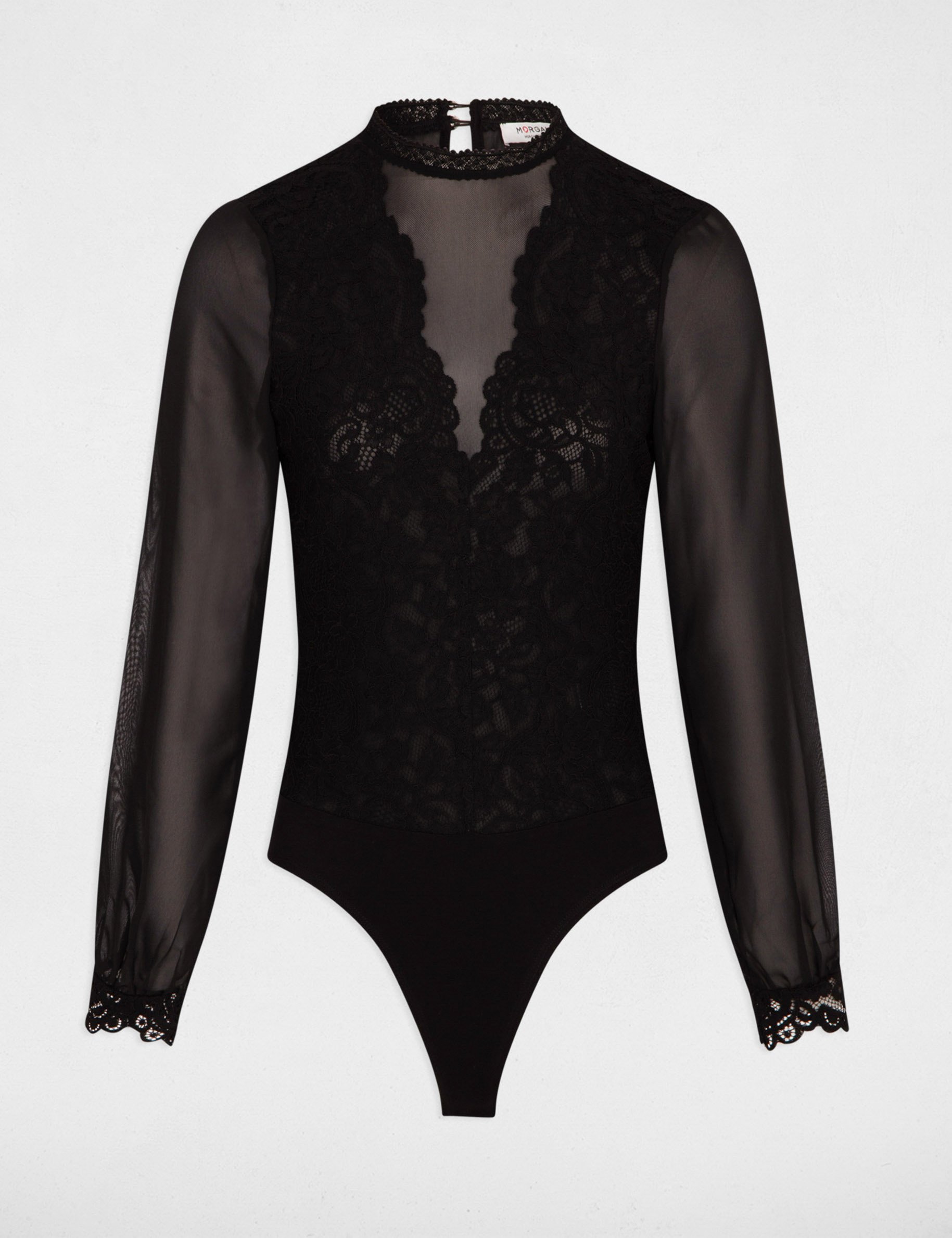 Body long sleeves lace black women