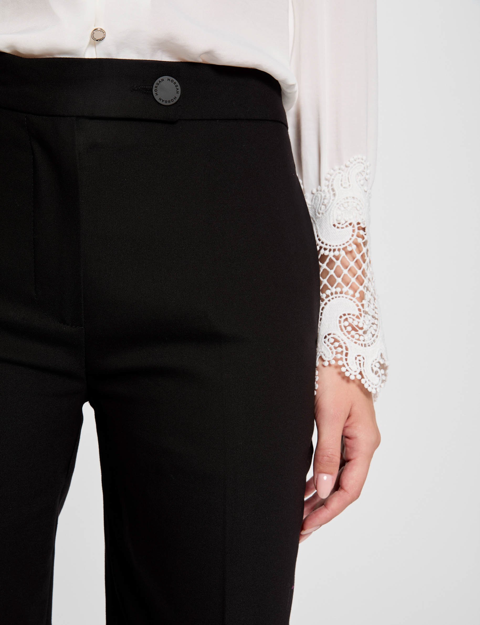 Wide leg trousers with darts black women