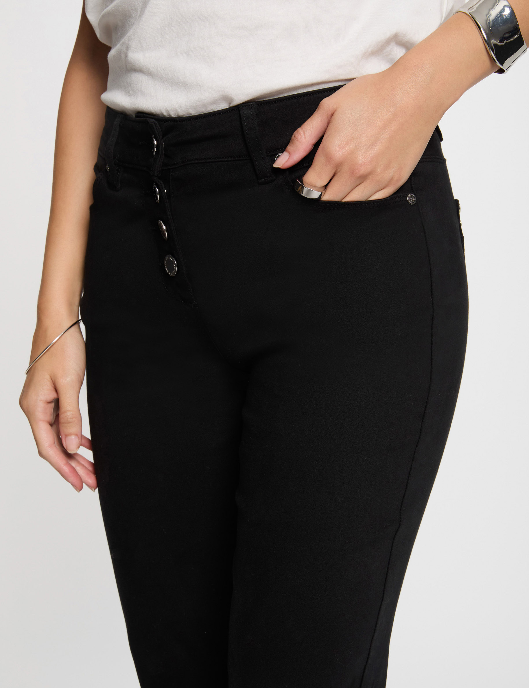 Buttoned bootcut trousers black women