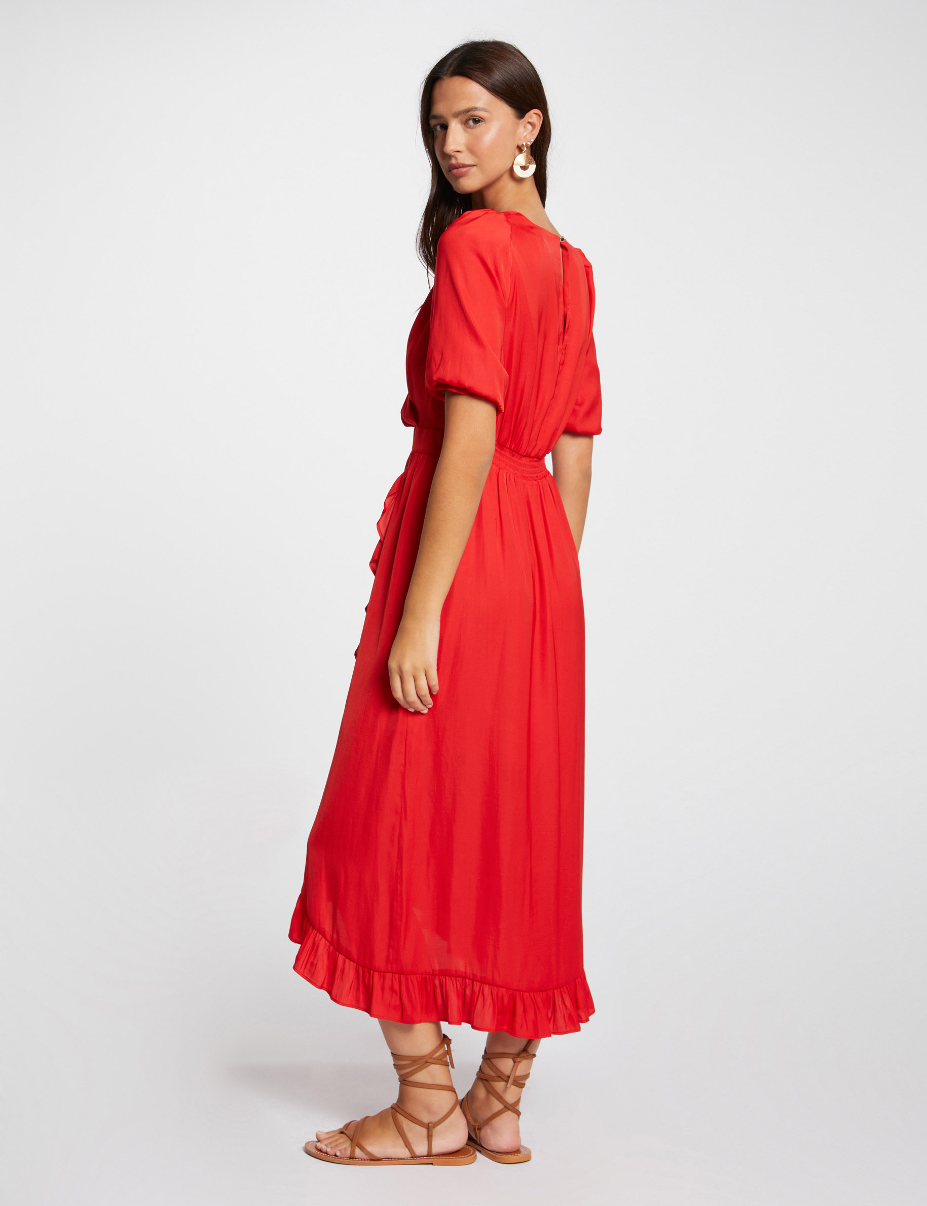 Maxi wrap dress dark orange women