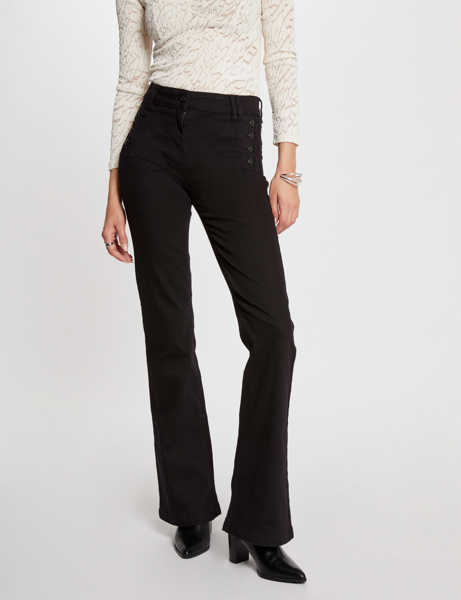 High-waisted flare jeans black women