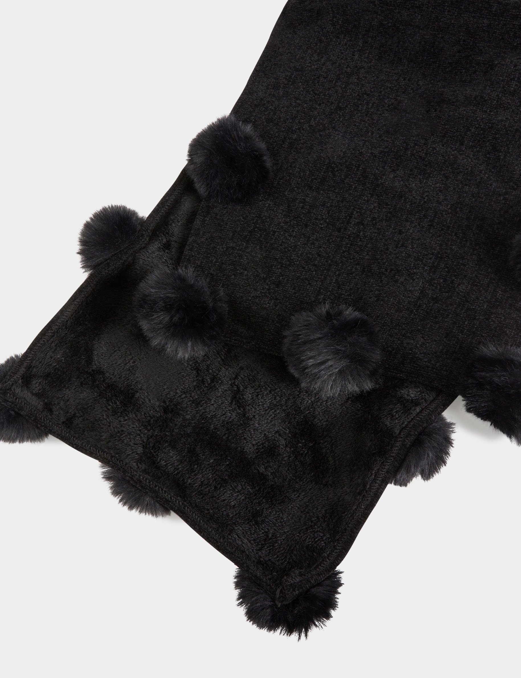 Lined scarf with pom-poms black women