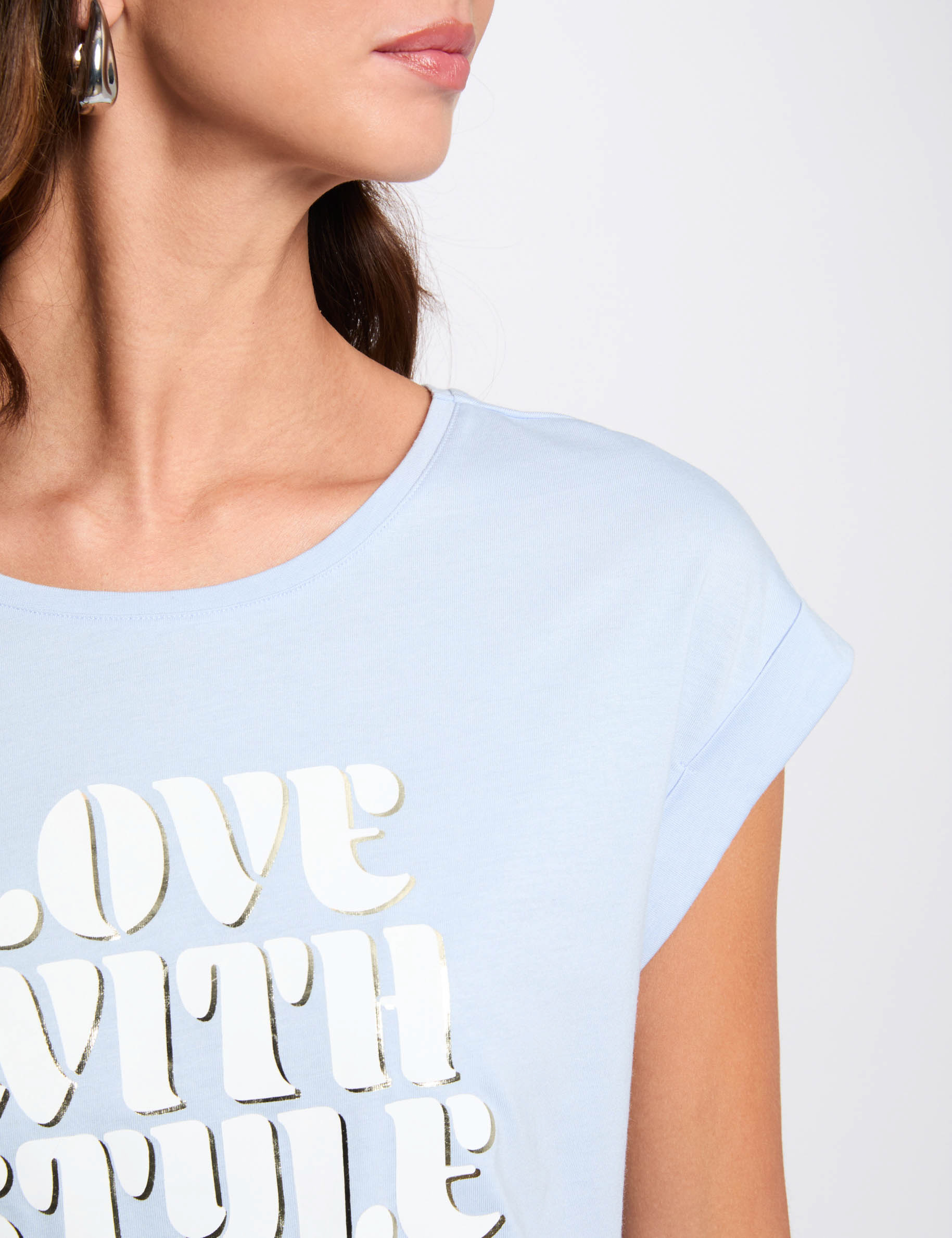 T-shirt with message sky blue women