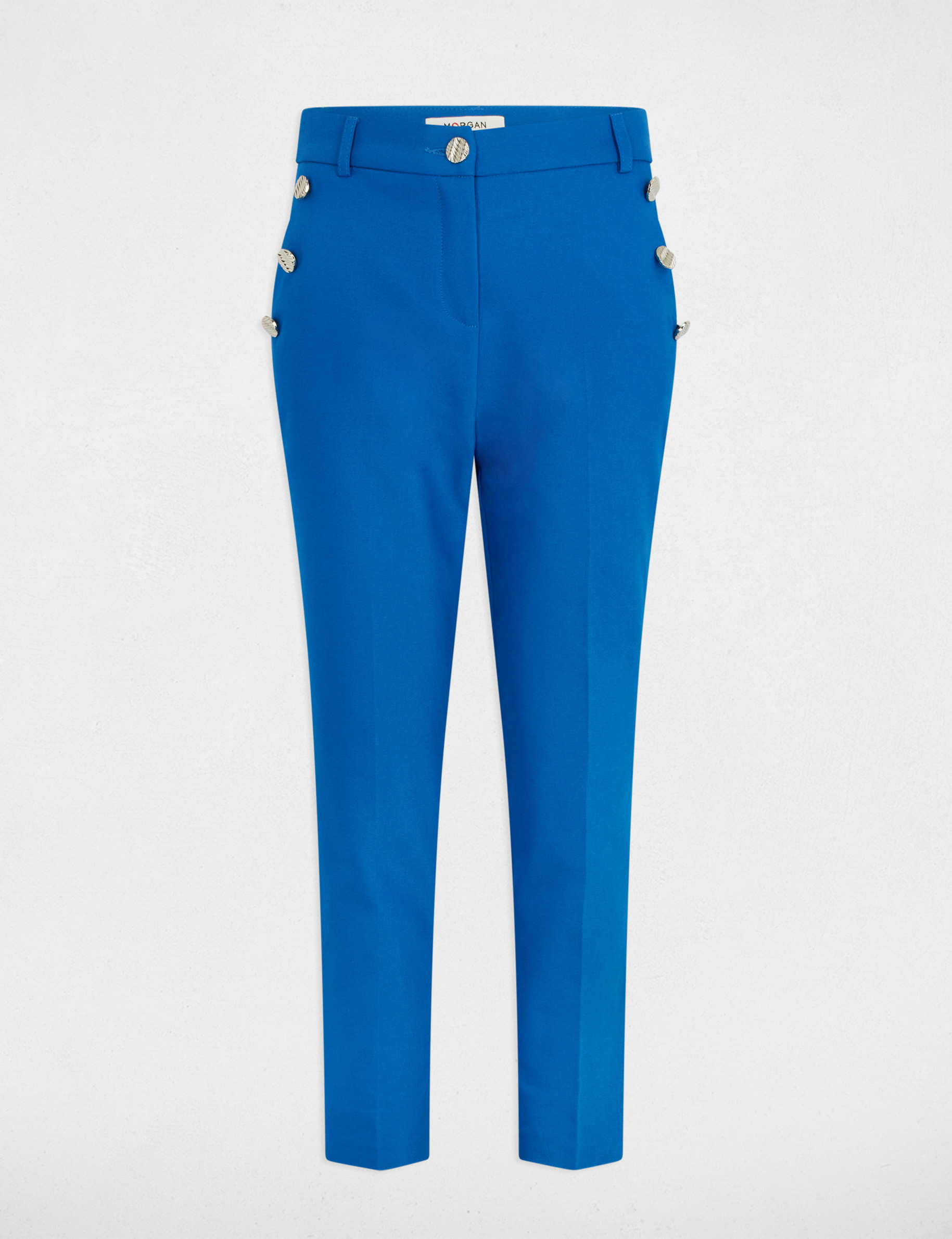 Cropped cigarette trousers electric blue women