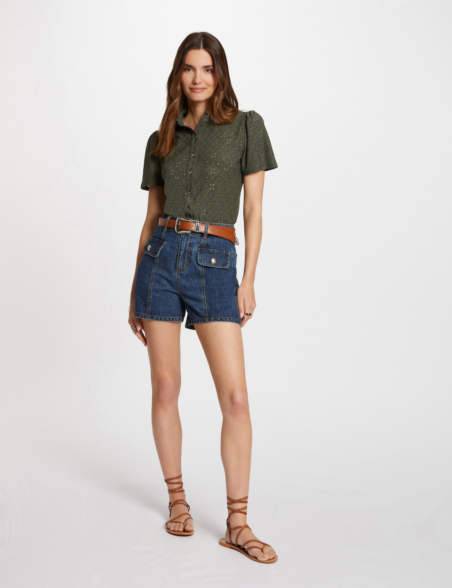 Short-sleeved t-shirt khaki green women