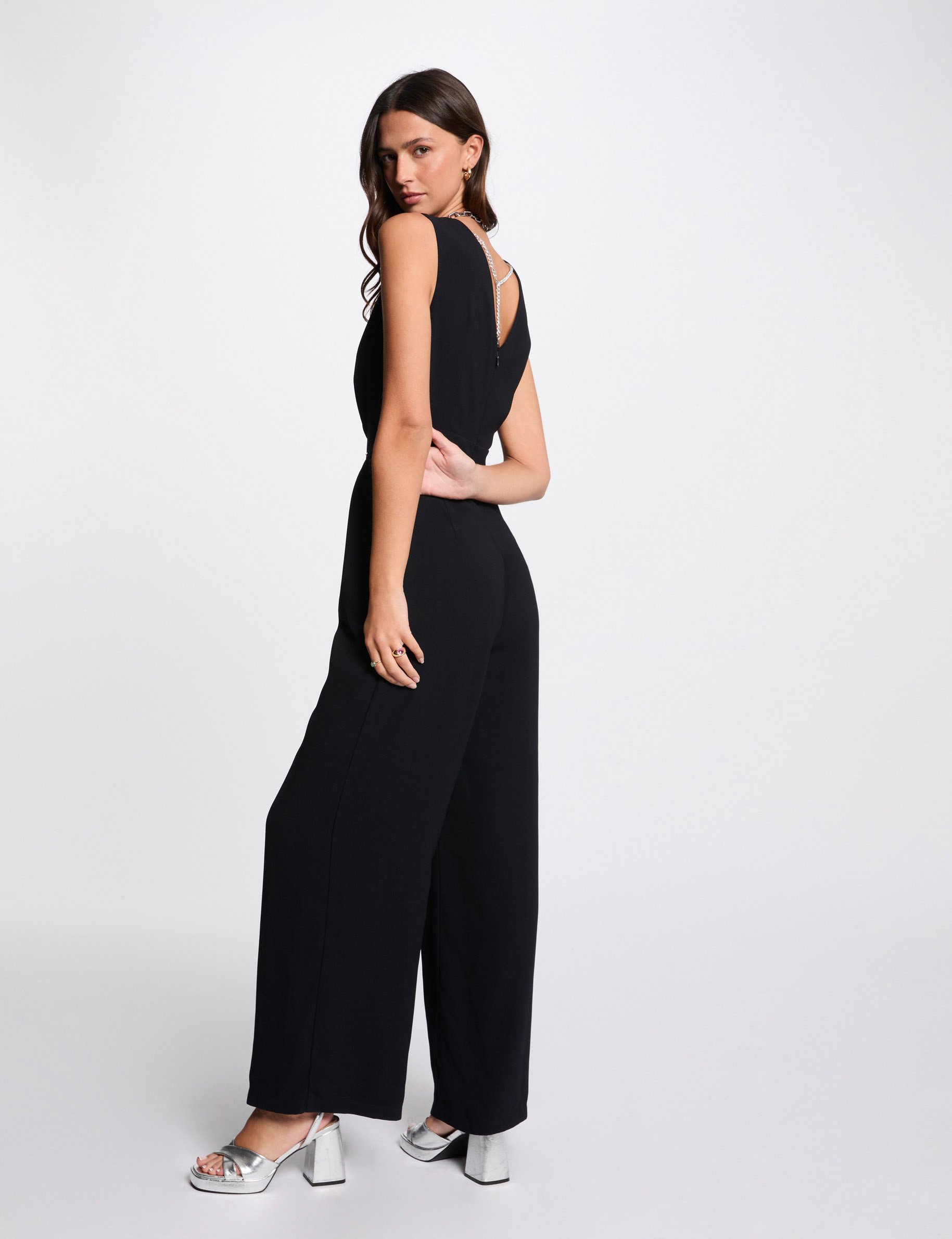 Jumpsuit wide leg navy blue women