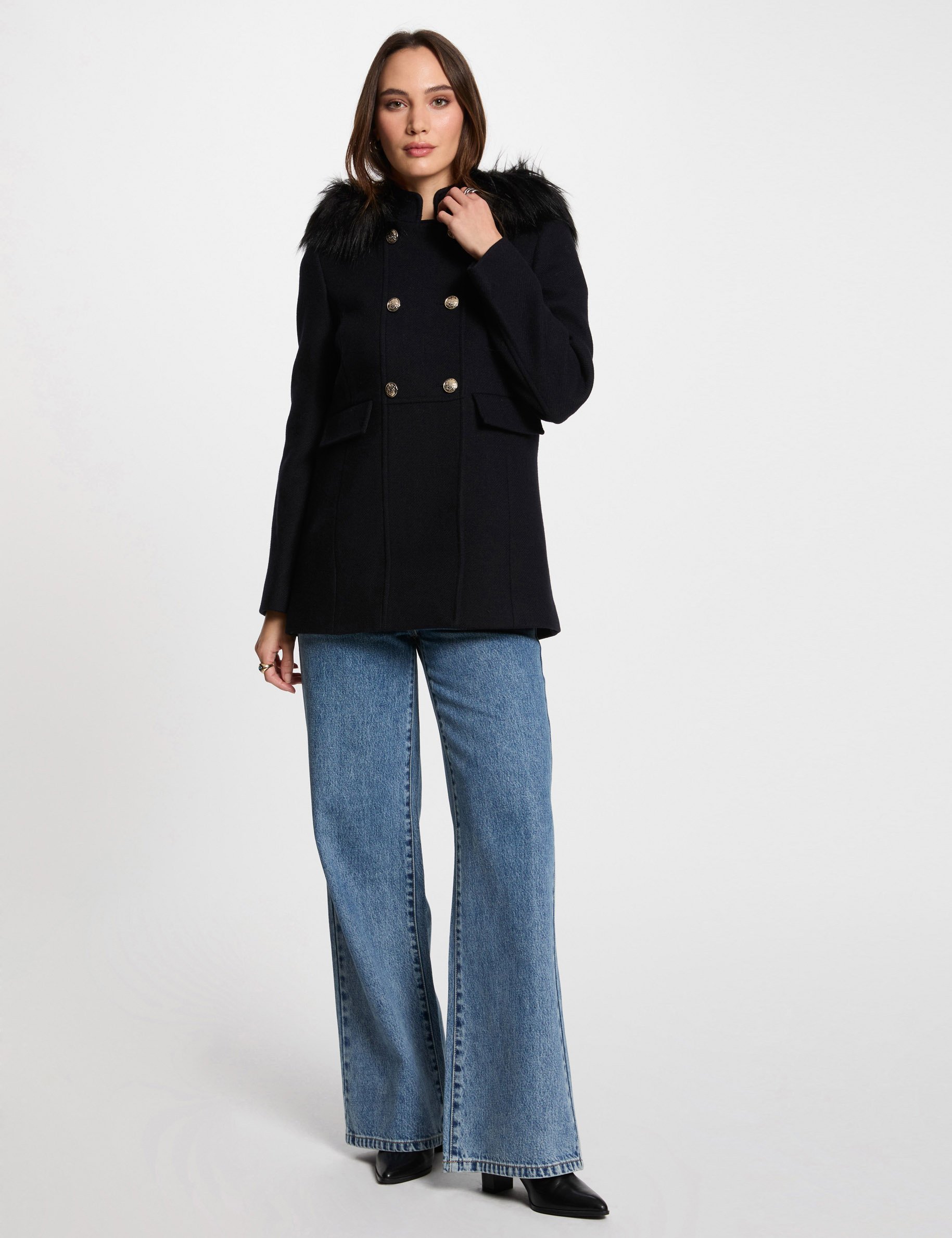 Double breasted coat navy women