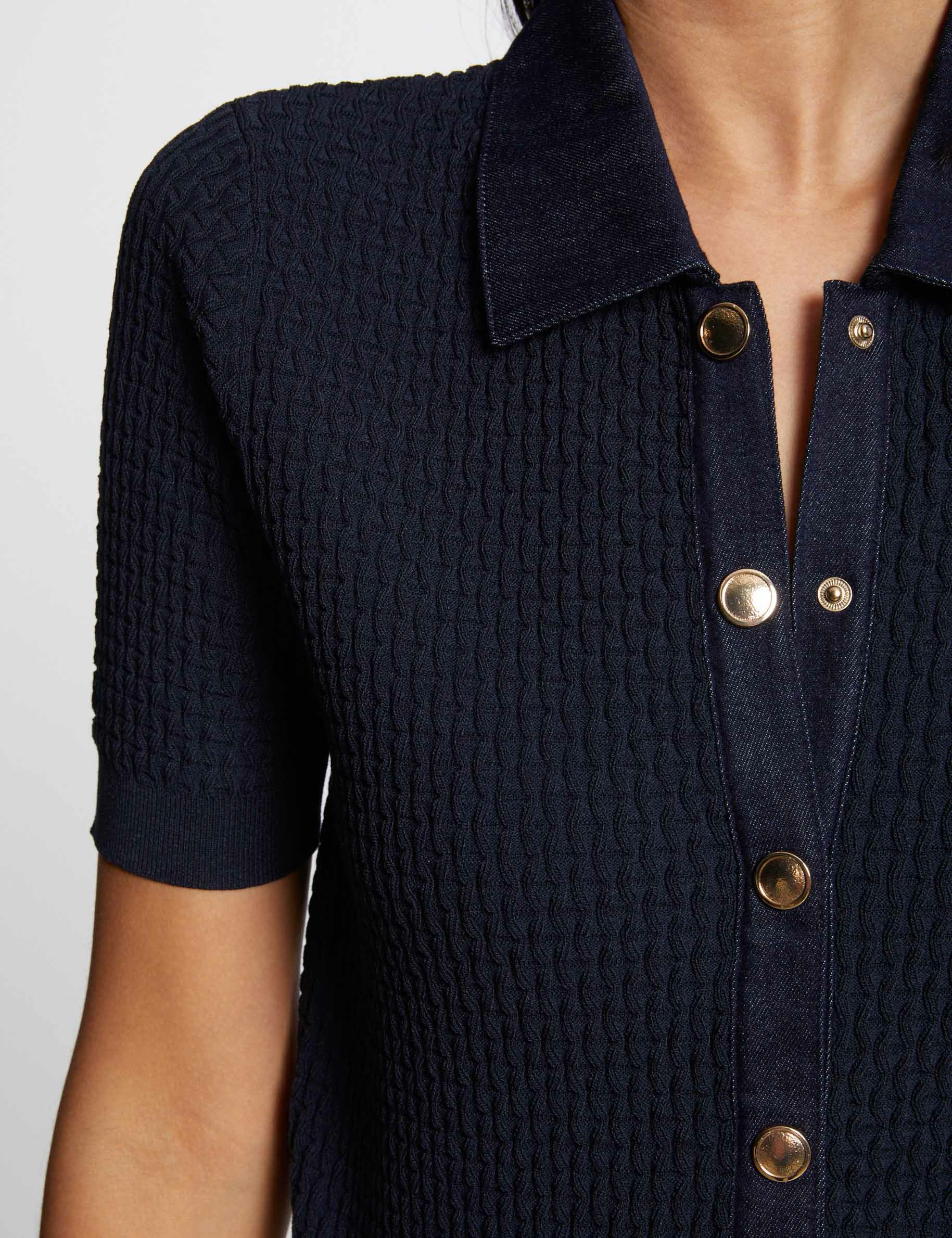 Cardigan short sleeves navy blue women