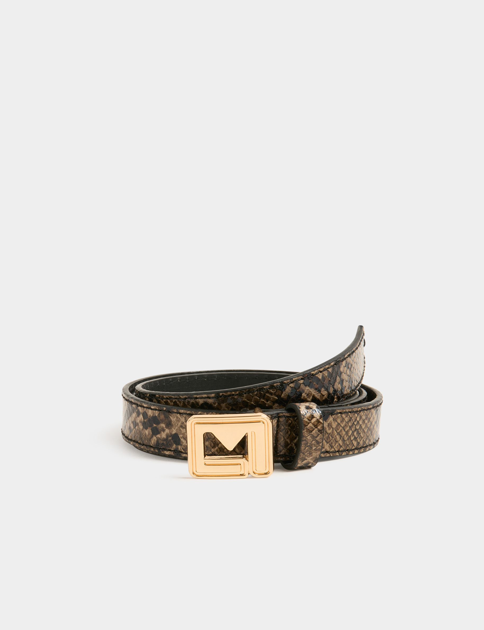 Snake belt with M buckle black ladies'