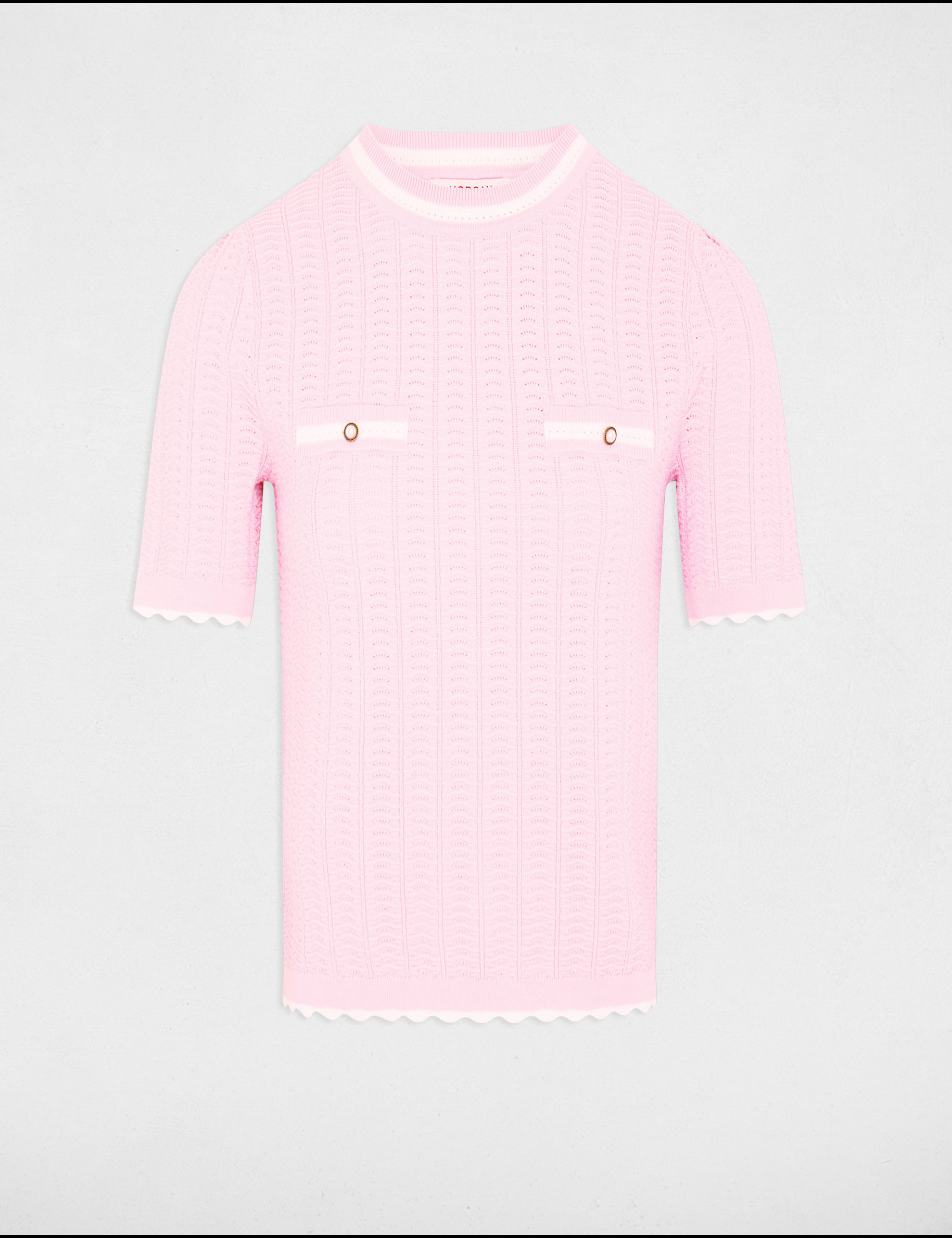 Pull manches courtes rose pastel femme