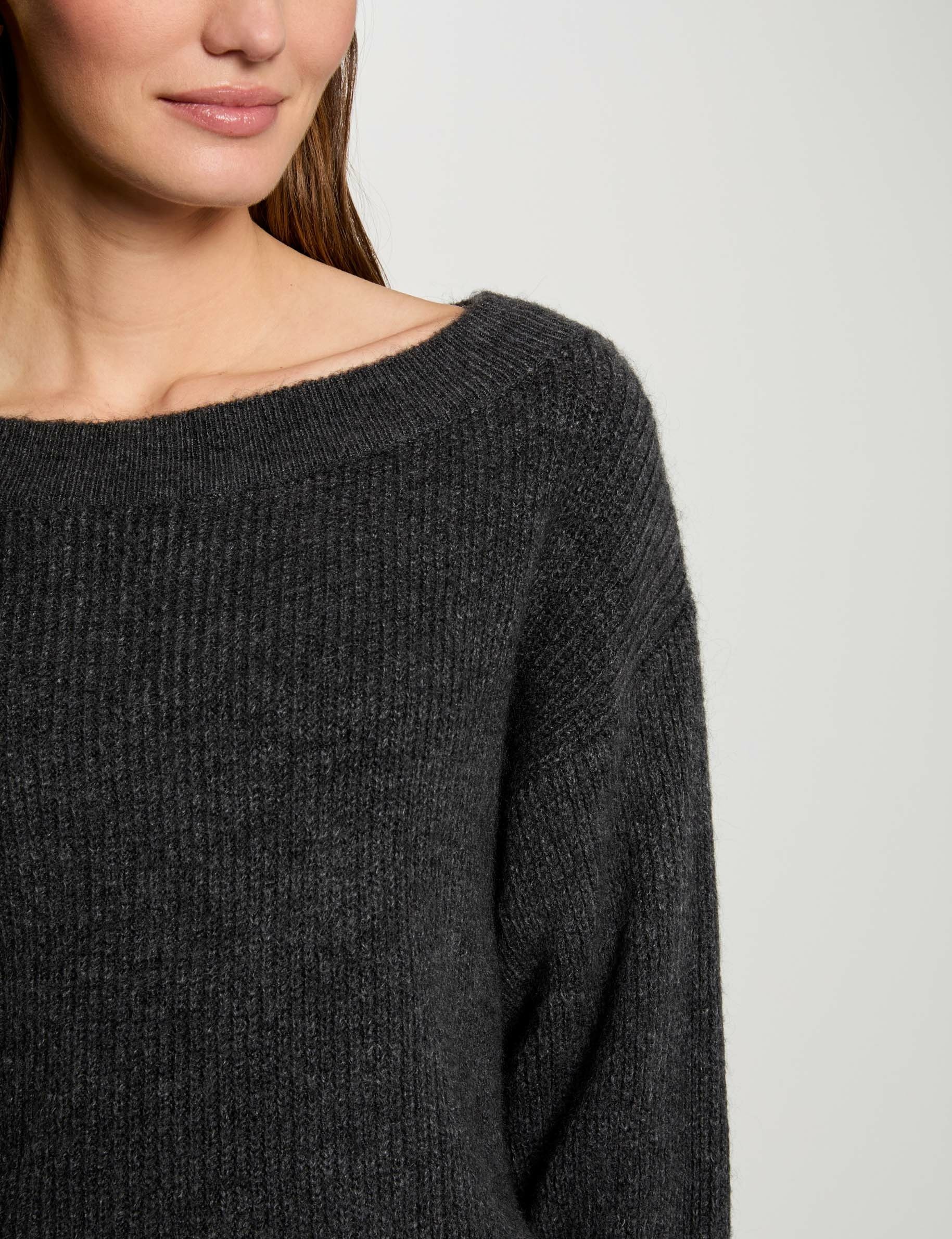 Jumper with round neck anthracite grey women