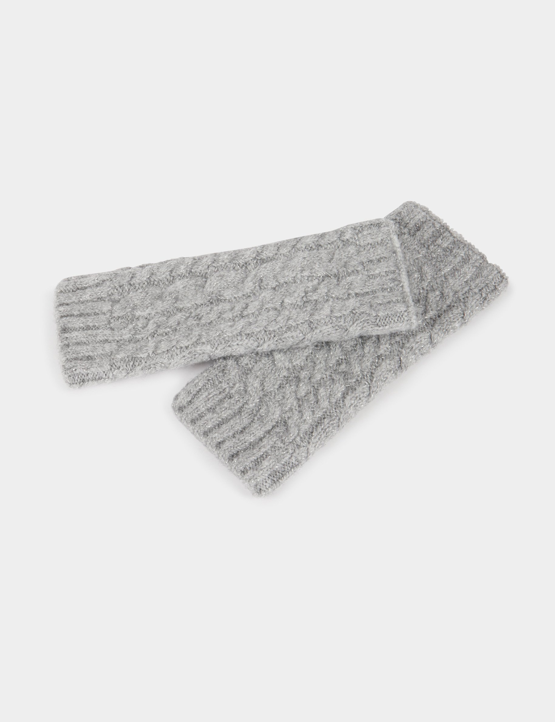 Knitted fingerless gloves anthracite grey women