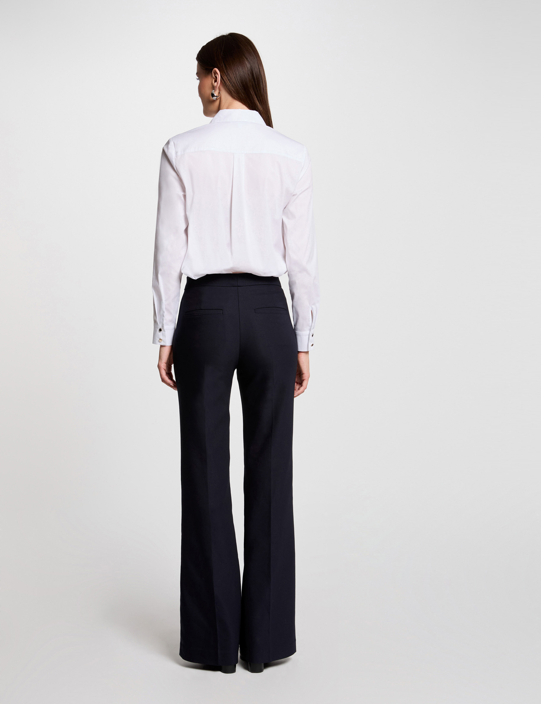 Flare trousers with darts navy women