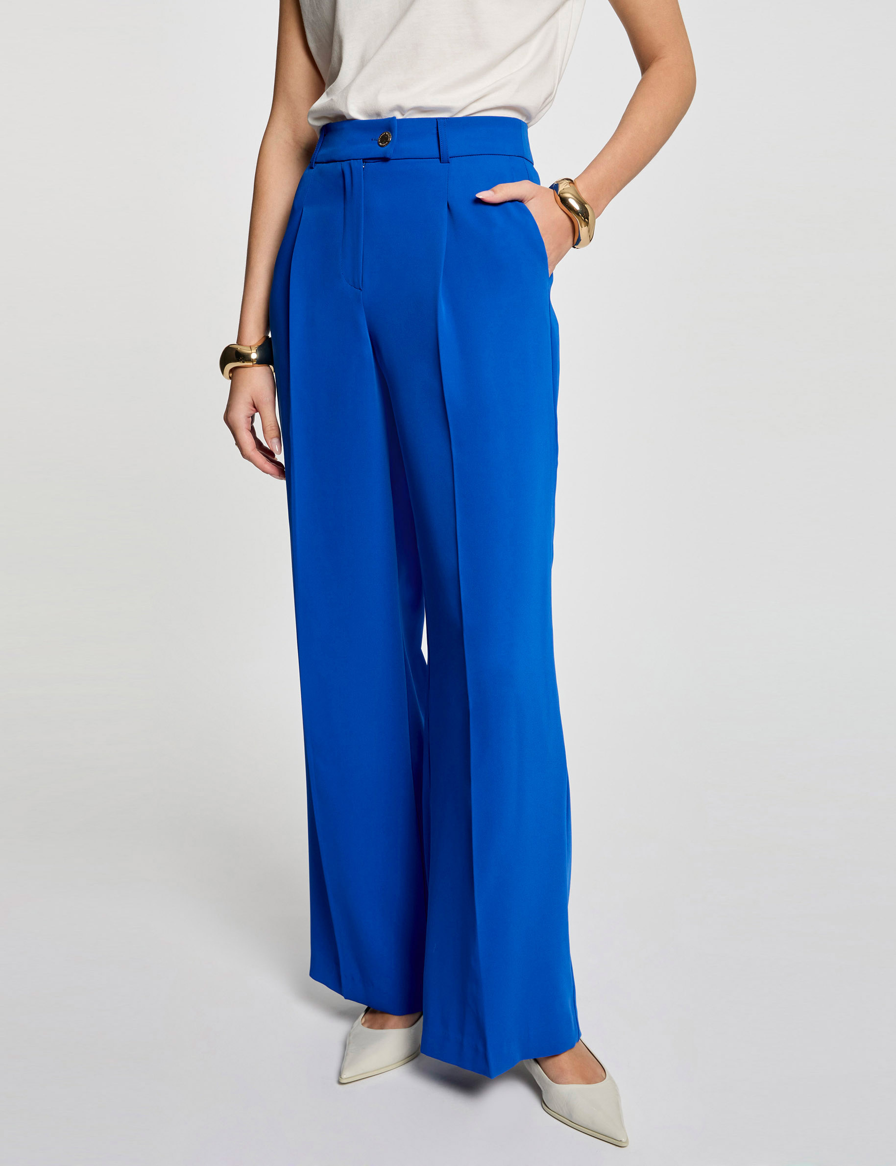 Loose flare trousers electric blue women