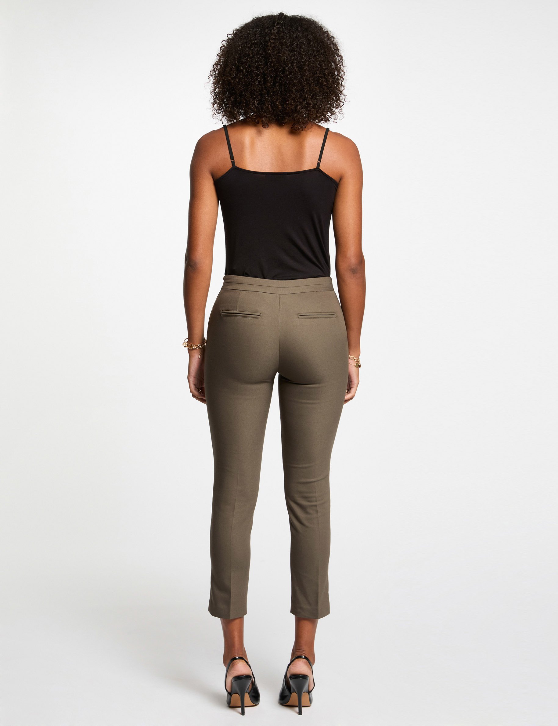 Cropped cigarette trousers khaki green women