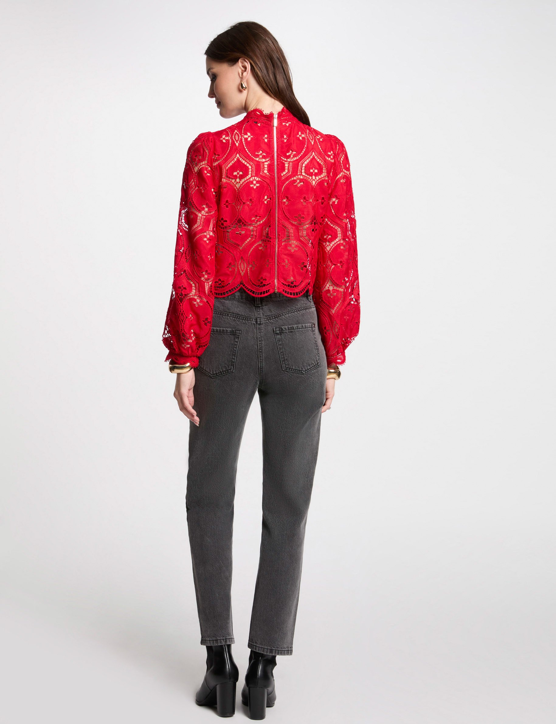 Long-sleeved blouse red women