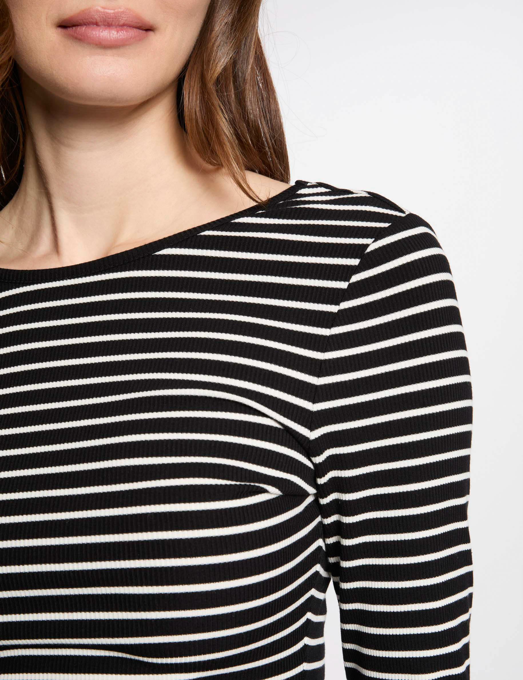 Striped long-sleeved t-shirt black women