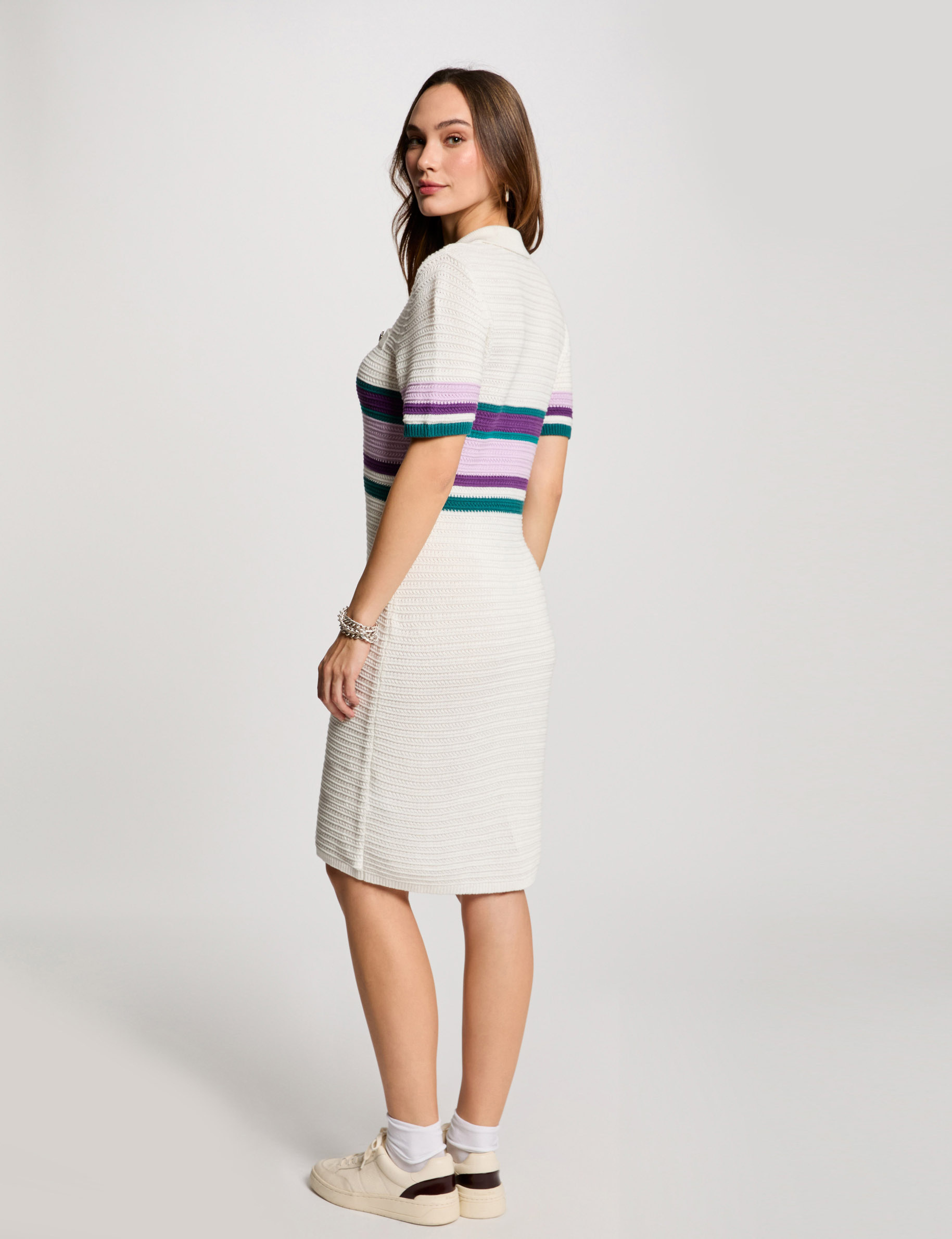 Fitted mini knitted dress white women