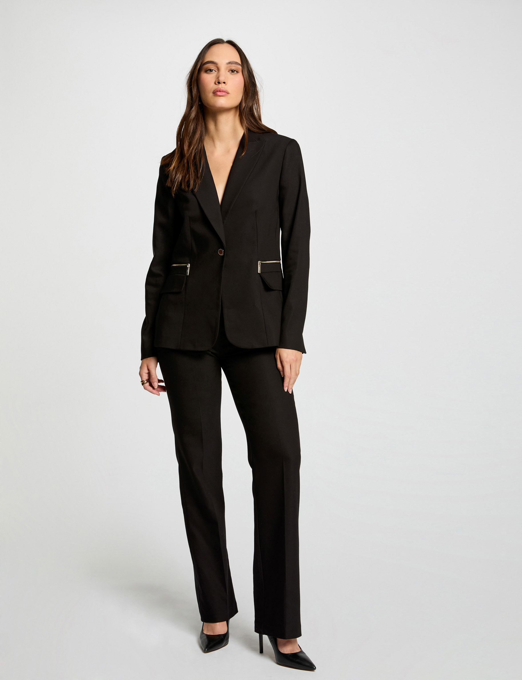 Veste cintrée détails zippés noir femme