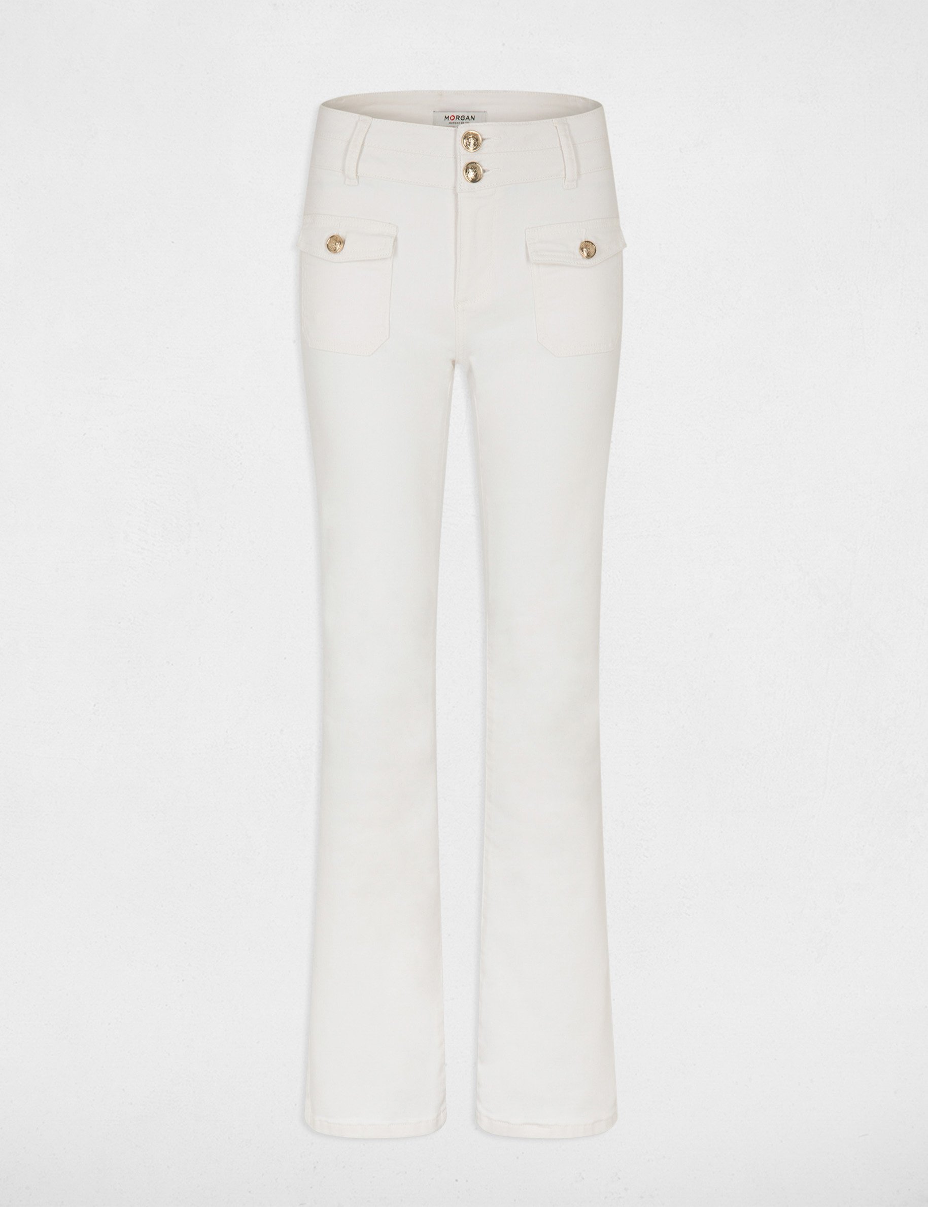 Bootcut jeans with flap pockets ivory women