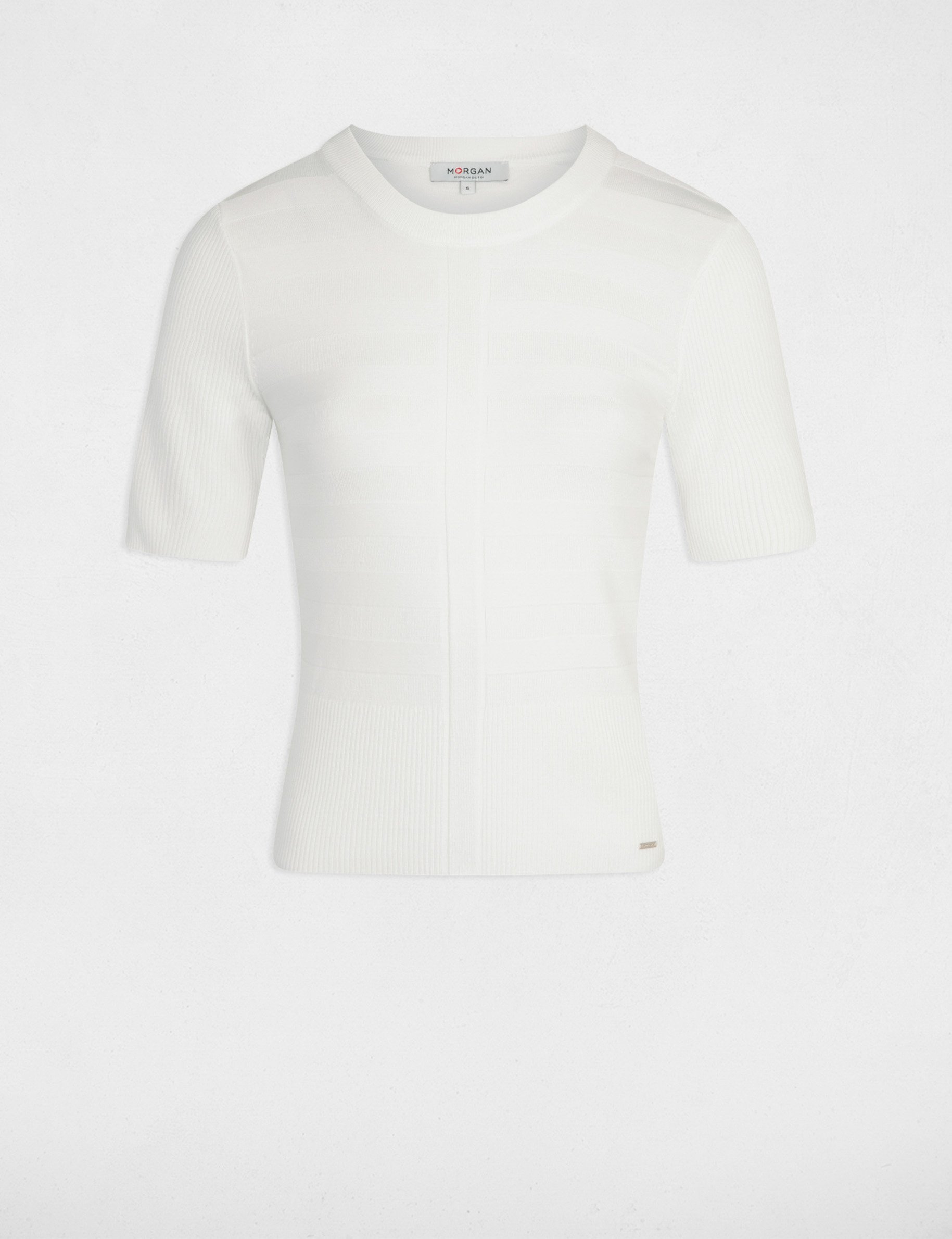 Jumper with short sleeves ivory women