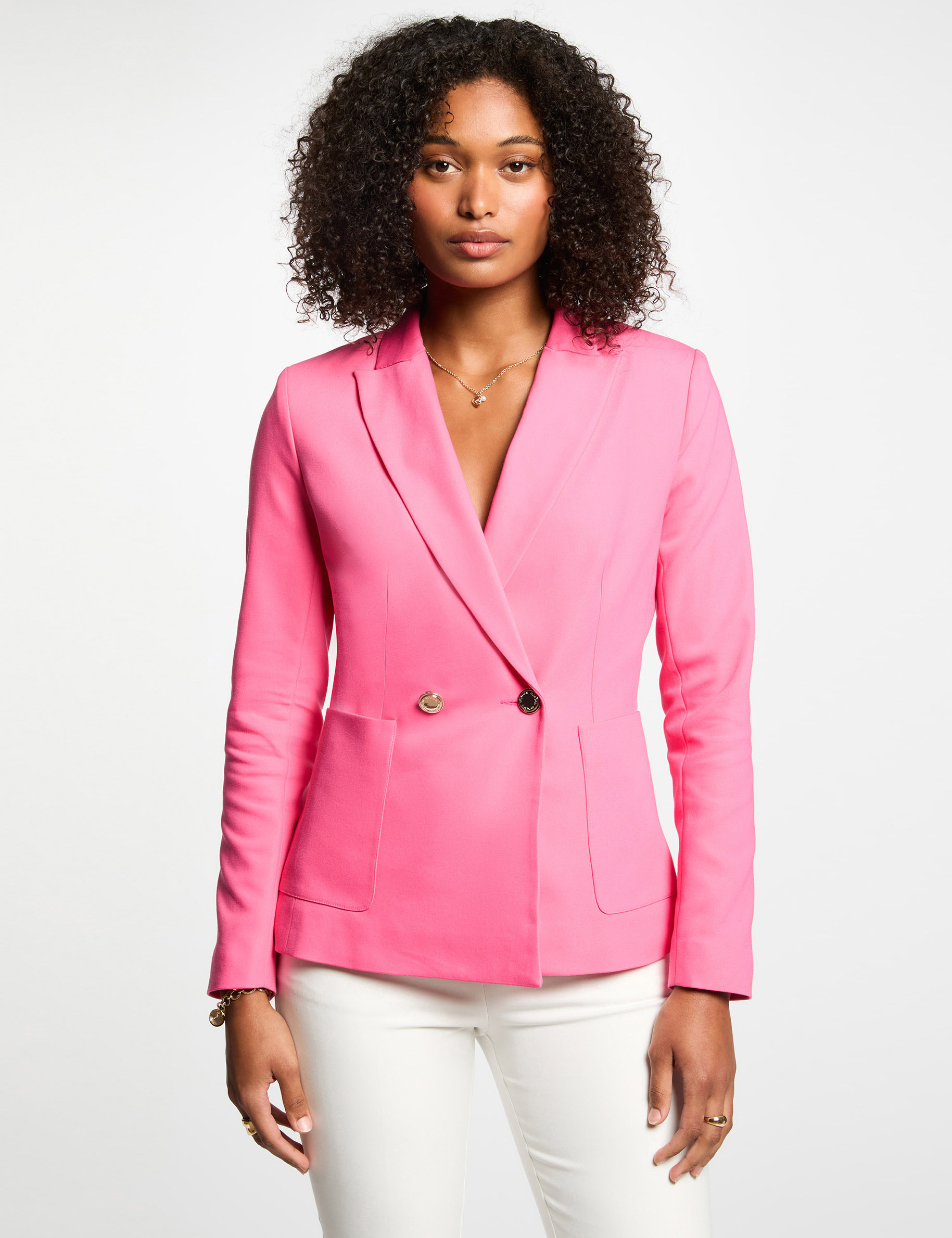 Waisted buttoned blazer pink women