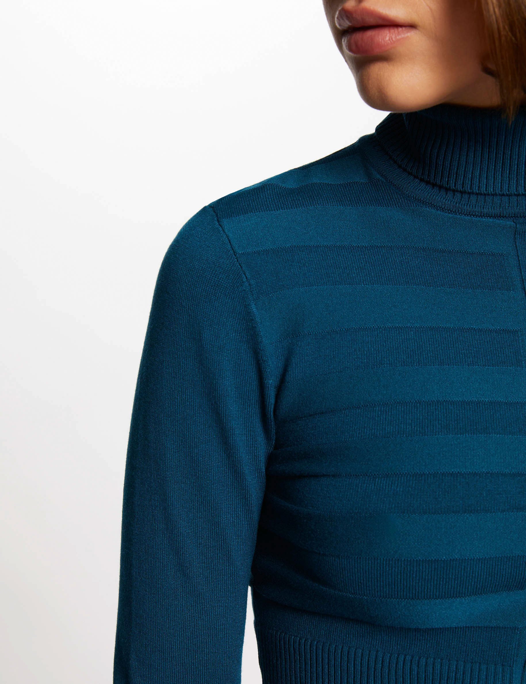 Long-sleeved jumper turtleneck teal women