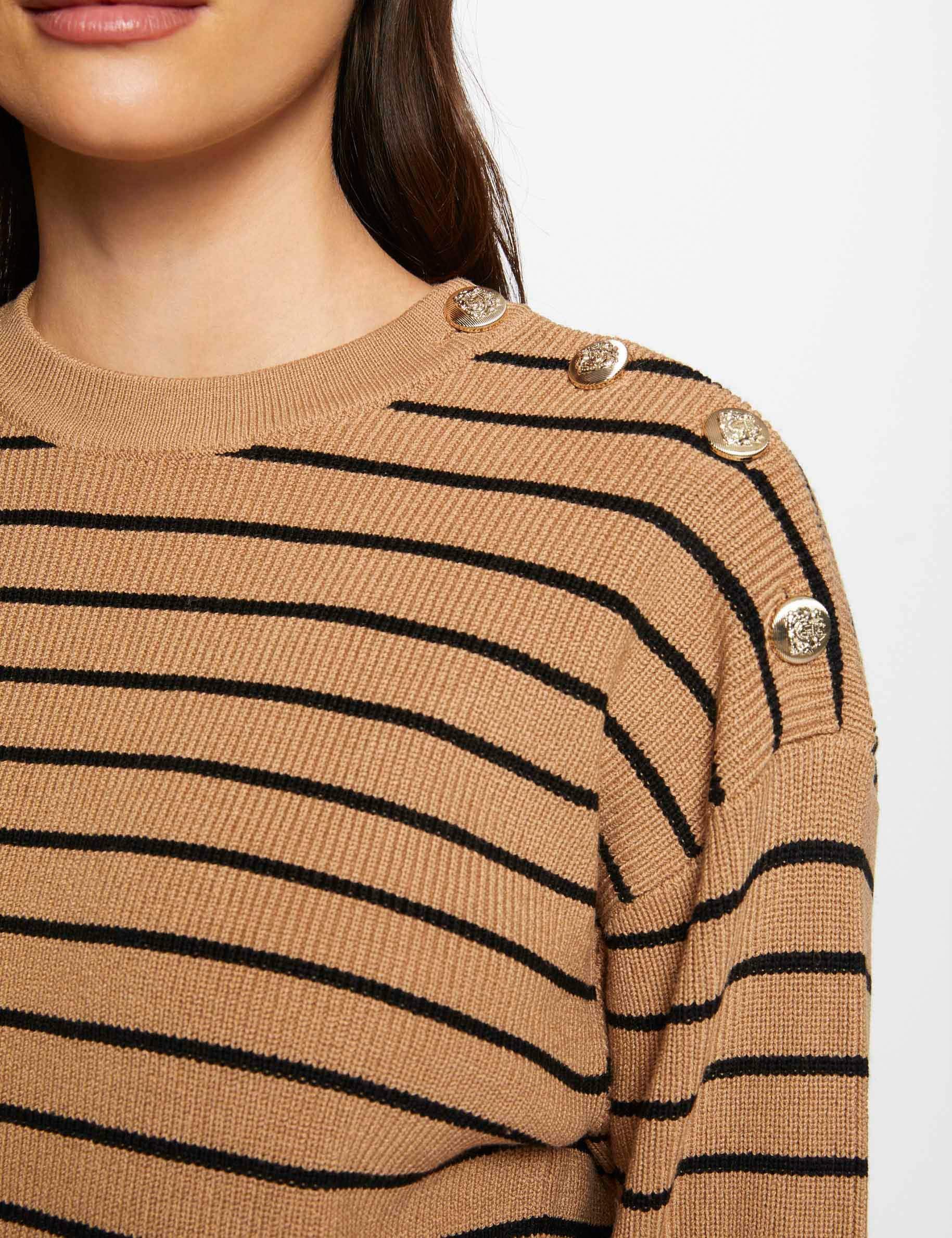 Long-sleeved striped jumper camel women