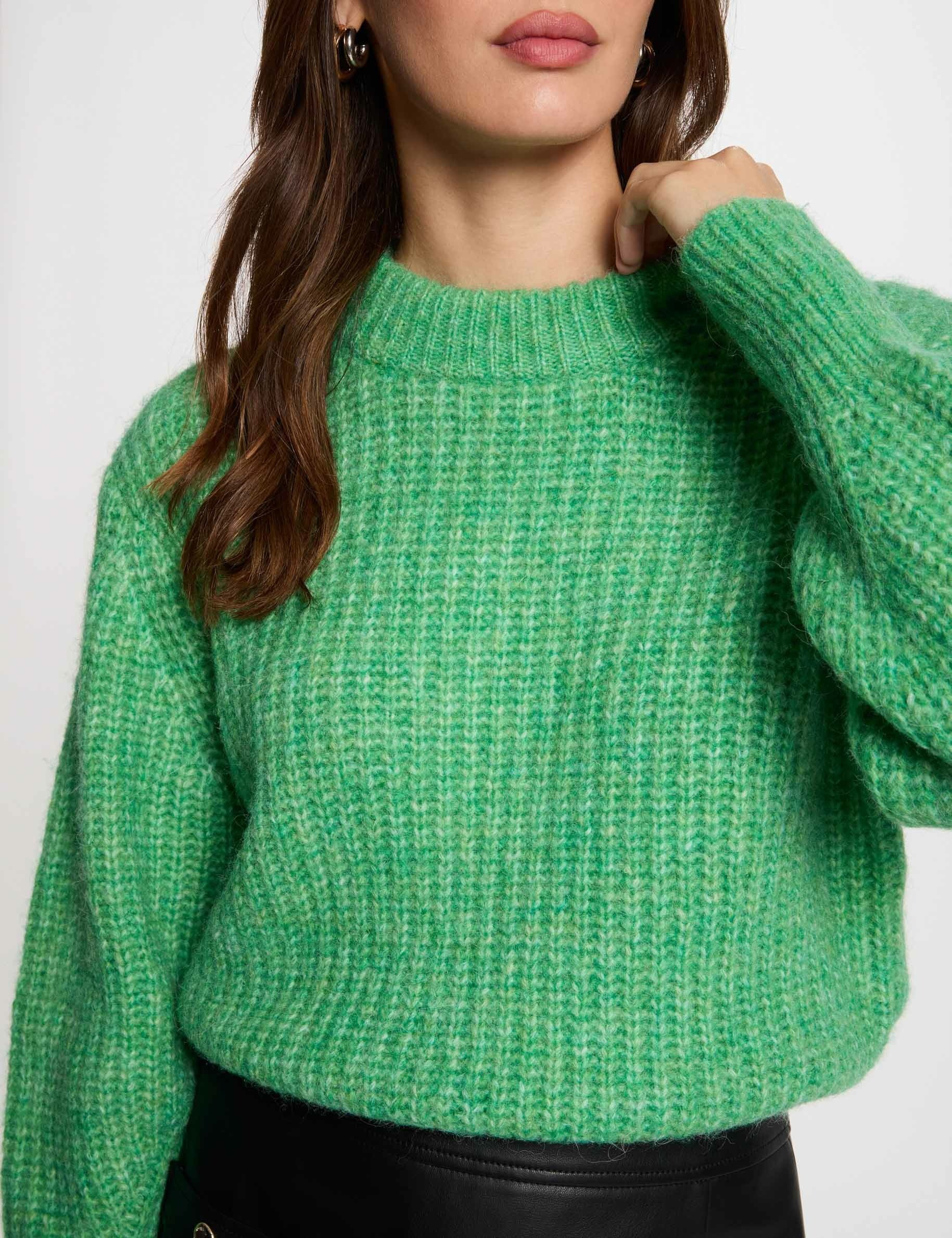 Jumper round neck long sleeves mint green women