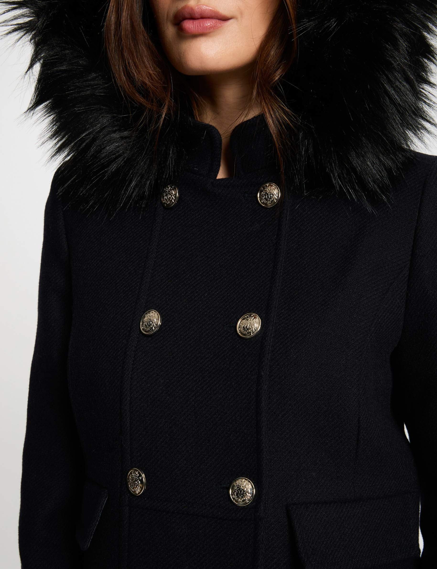 Double breasted coat navy women