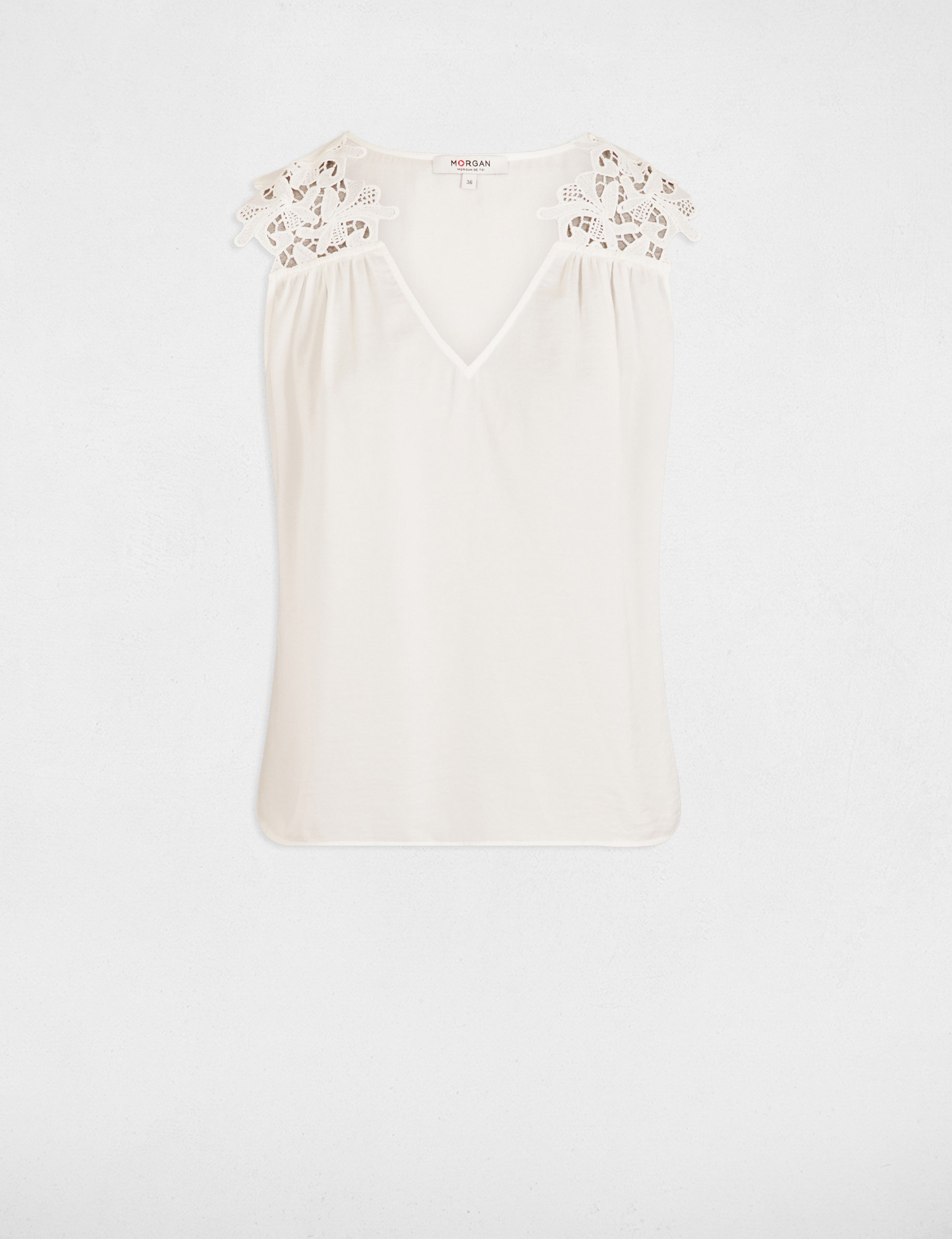 Sleeveless lace top white women