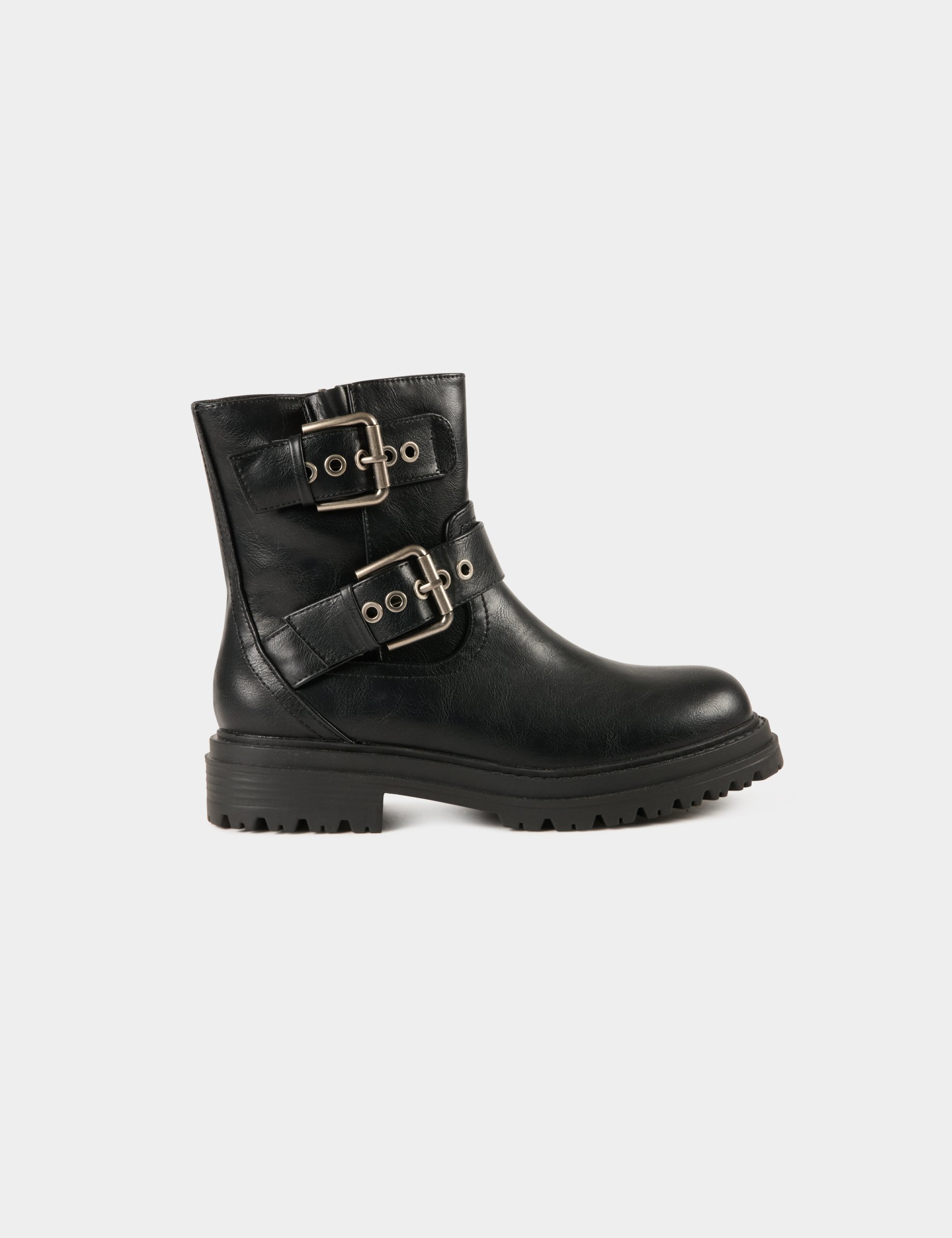 Biker boots with buckles black women Morgan