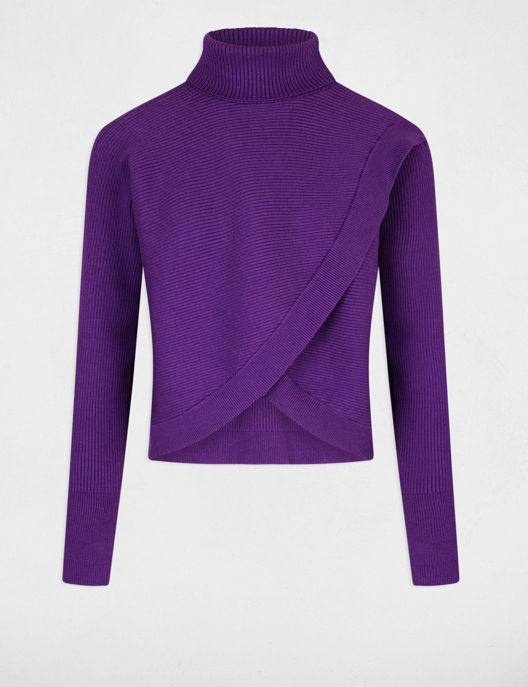 Long-sleeved jumper wrap-over effect purple women