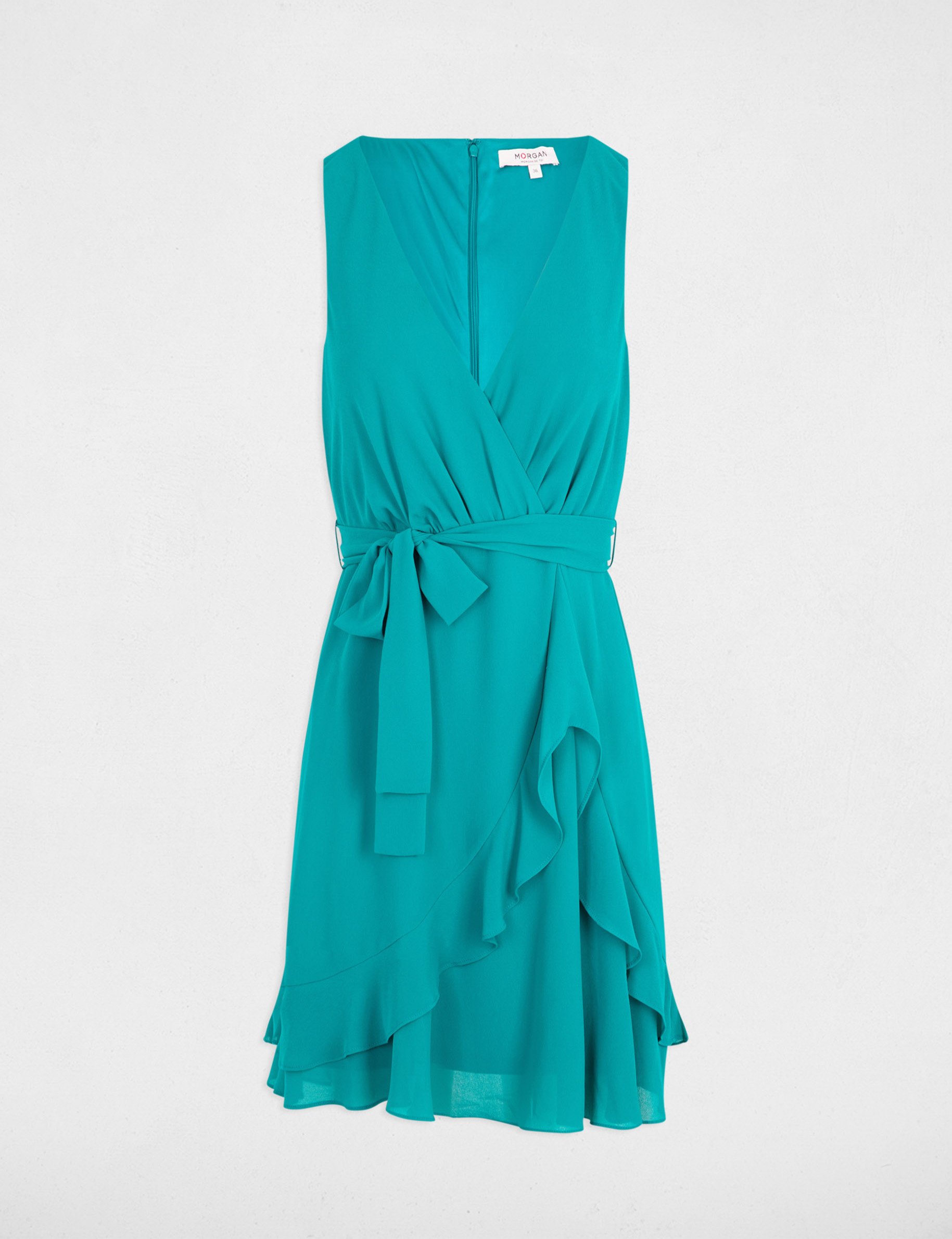 Wrap midi dress turquoise blue women