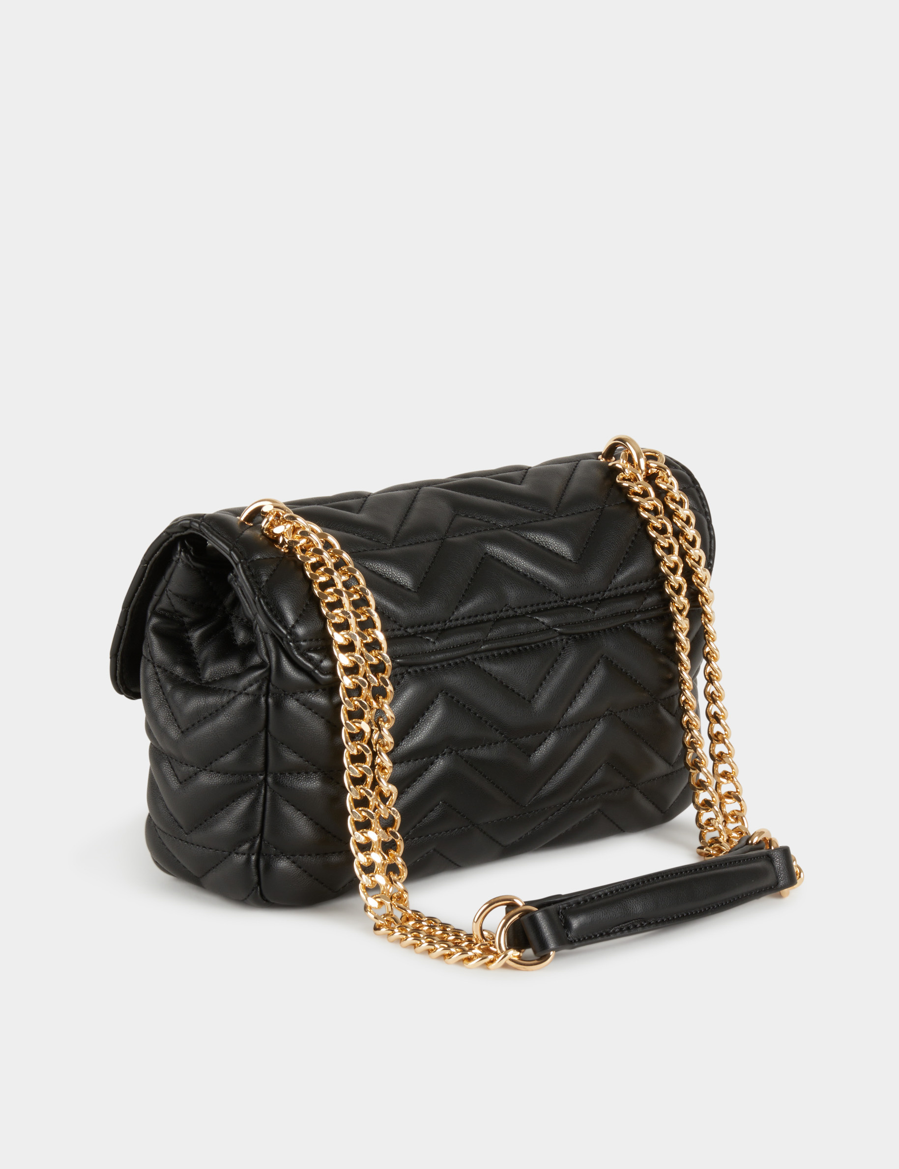 Quilted bag with M buckle black women