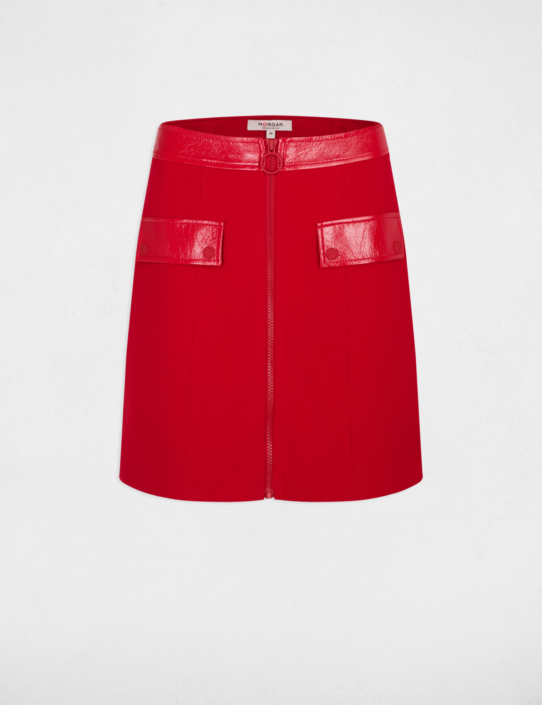 Zipped mini skirt medium red women