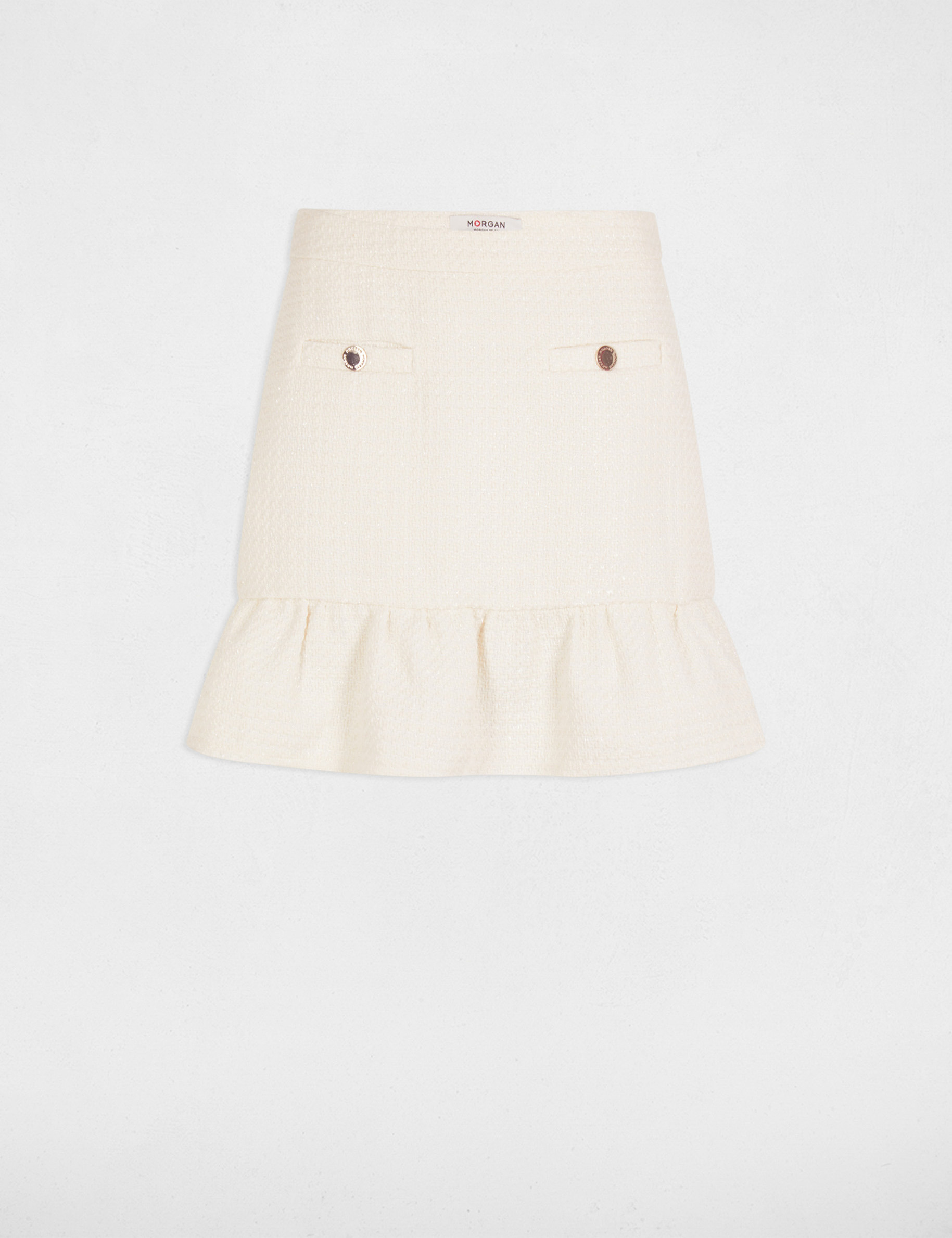 Mini tweed skirt ivory women