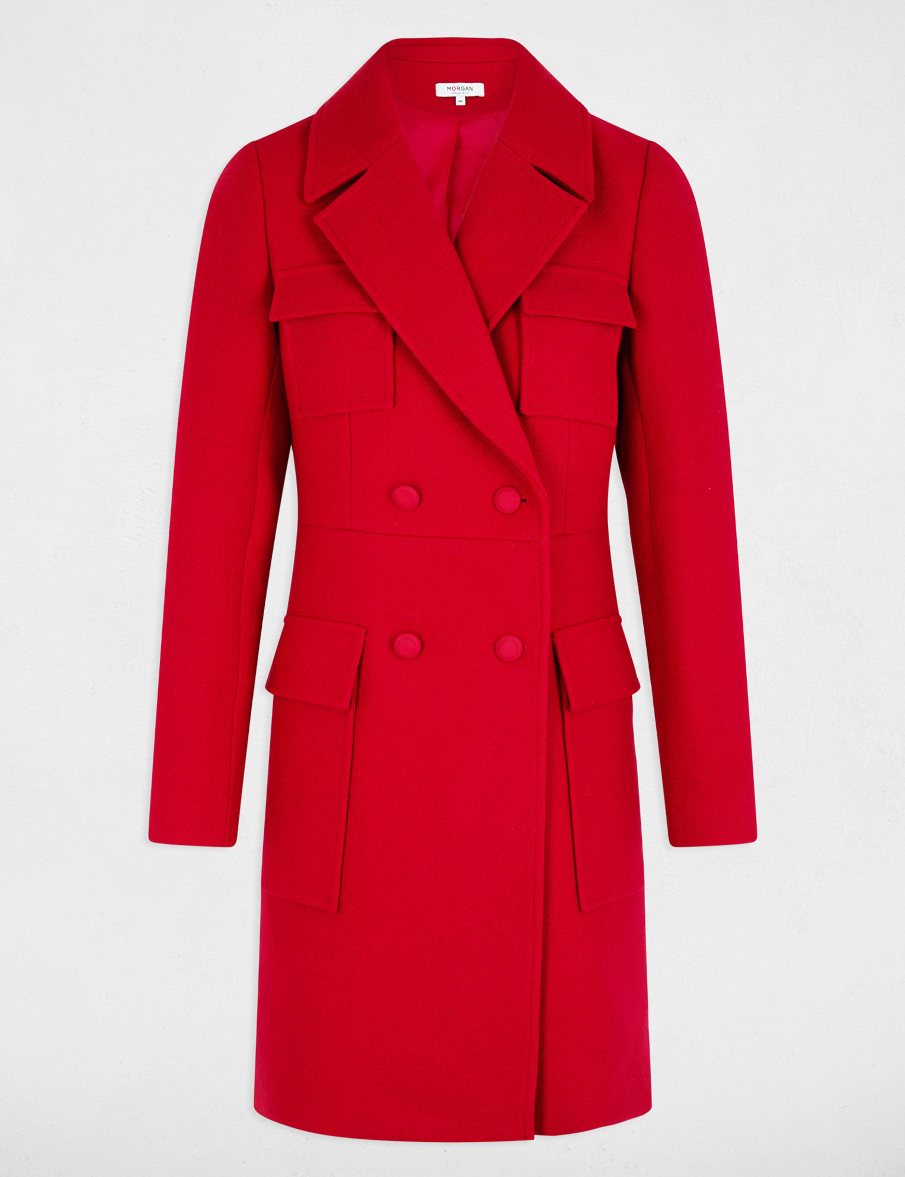 Buttoned long coat red women