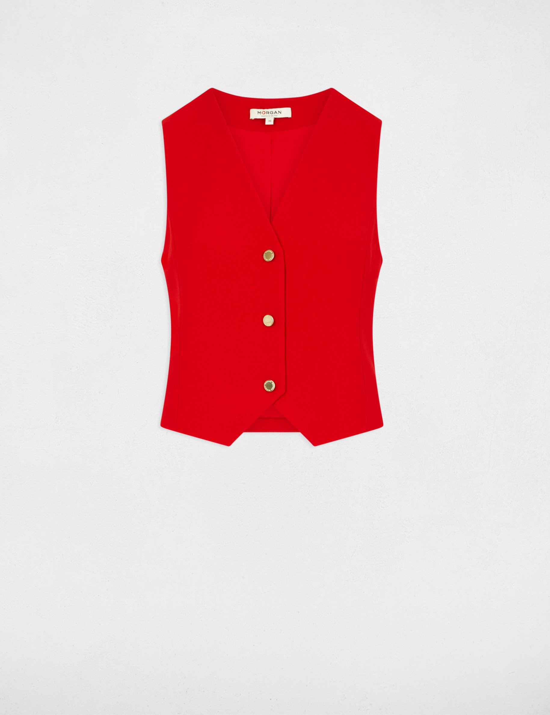 Sleeveless cardigan V-neck red women