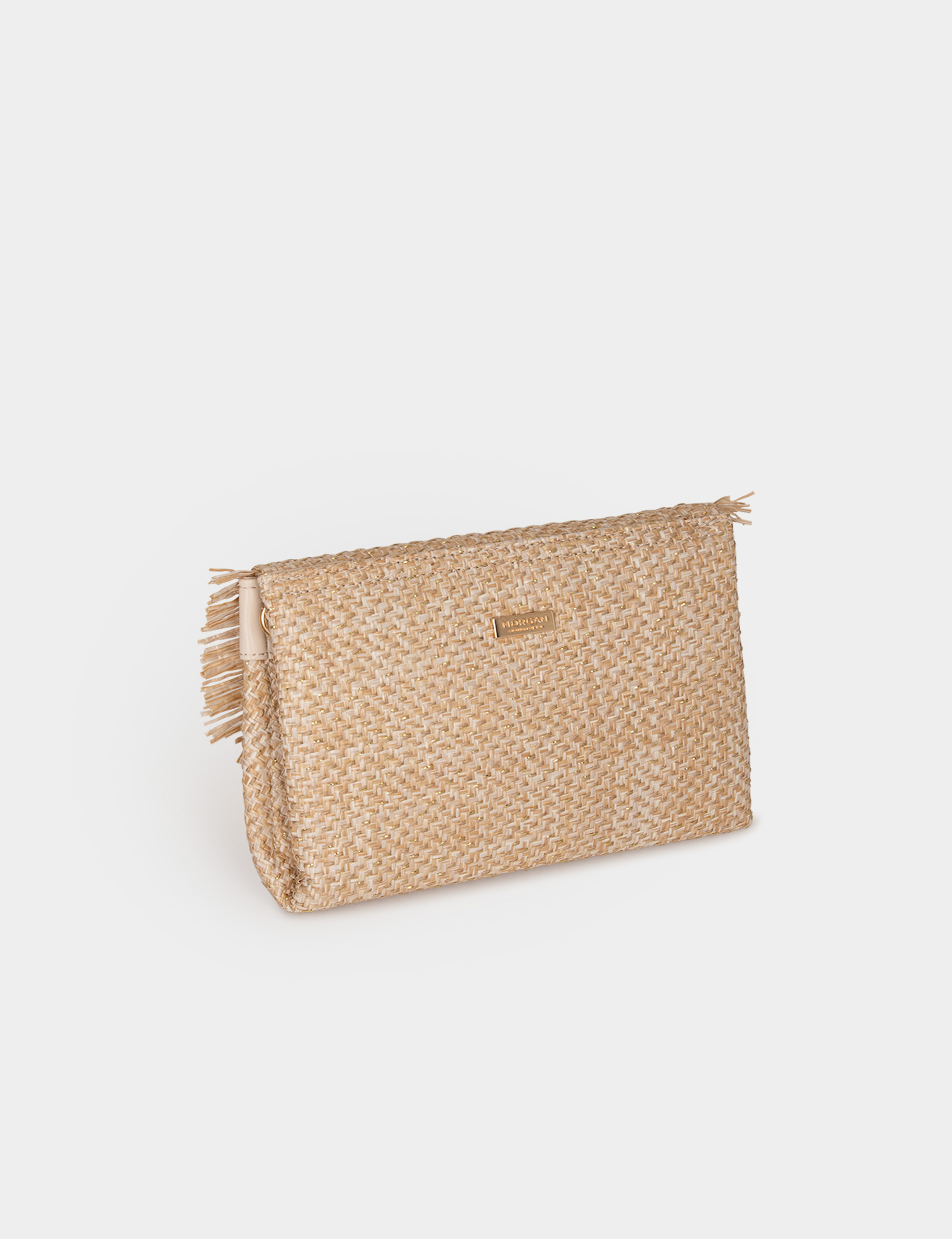 Braided bag with fringes sand women