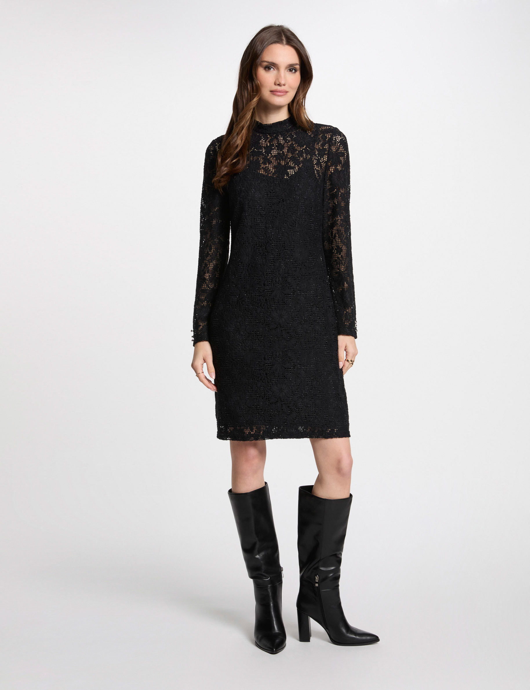 Lace mini tight dress black women