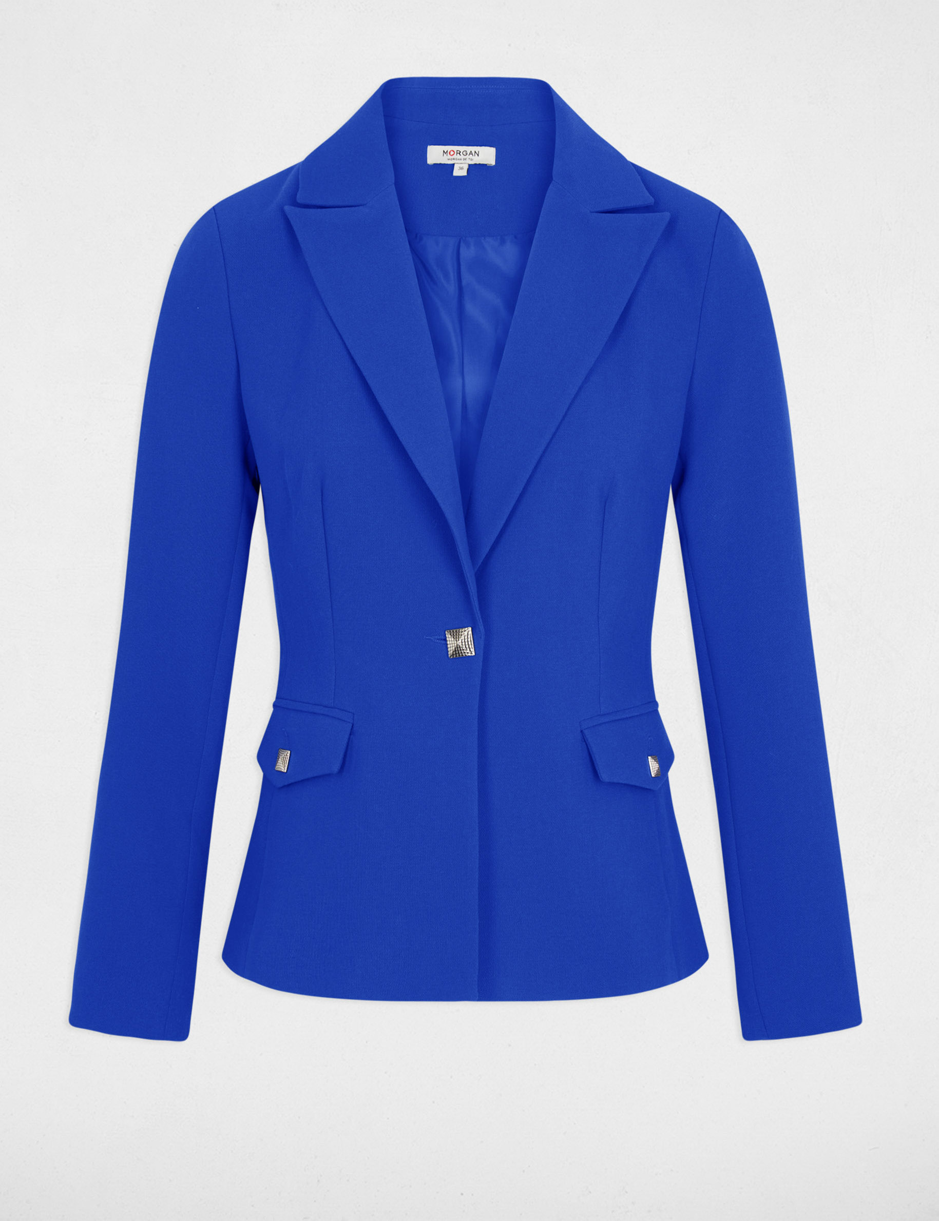 Waisted city jacket with long sleeves electric blue women