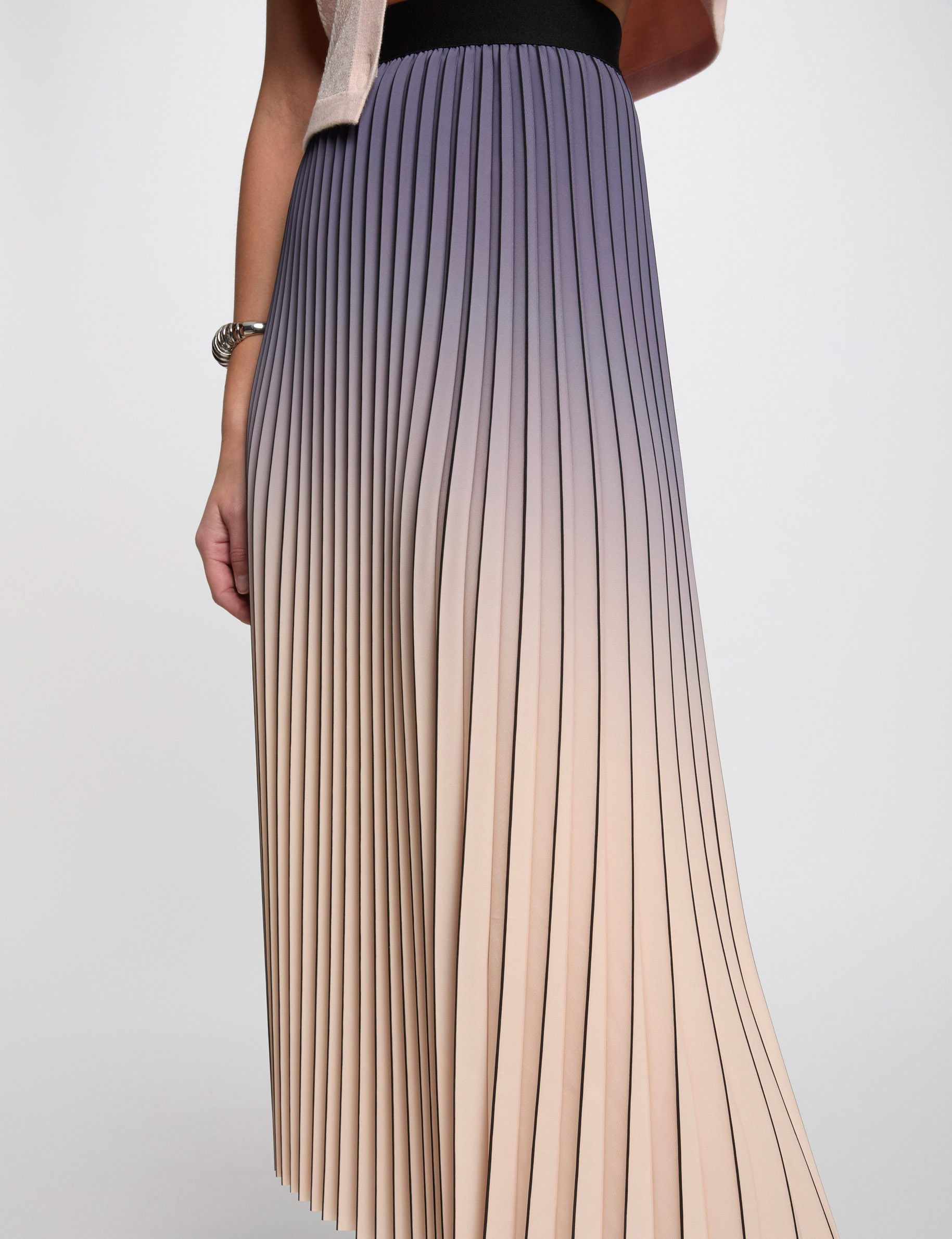 Maxi pleated skirt light pink women