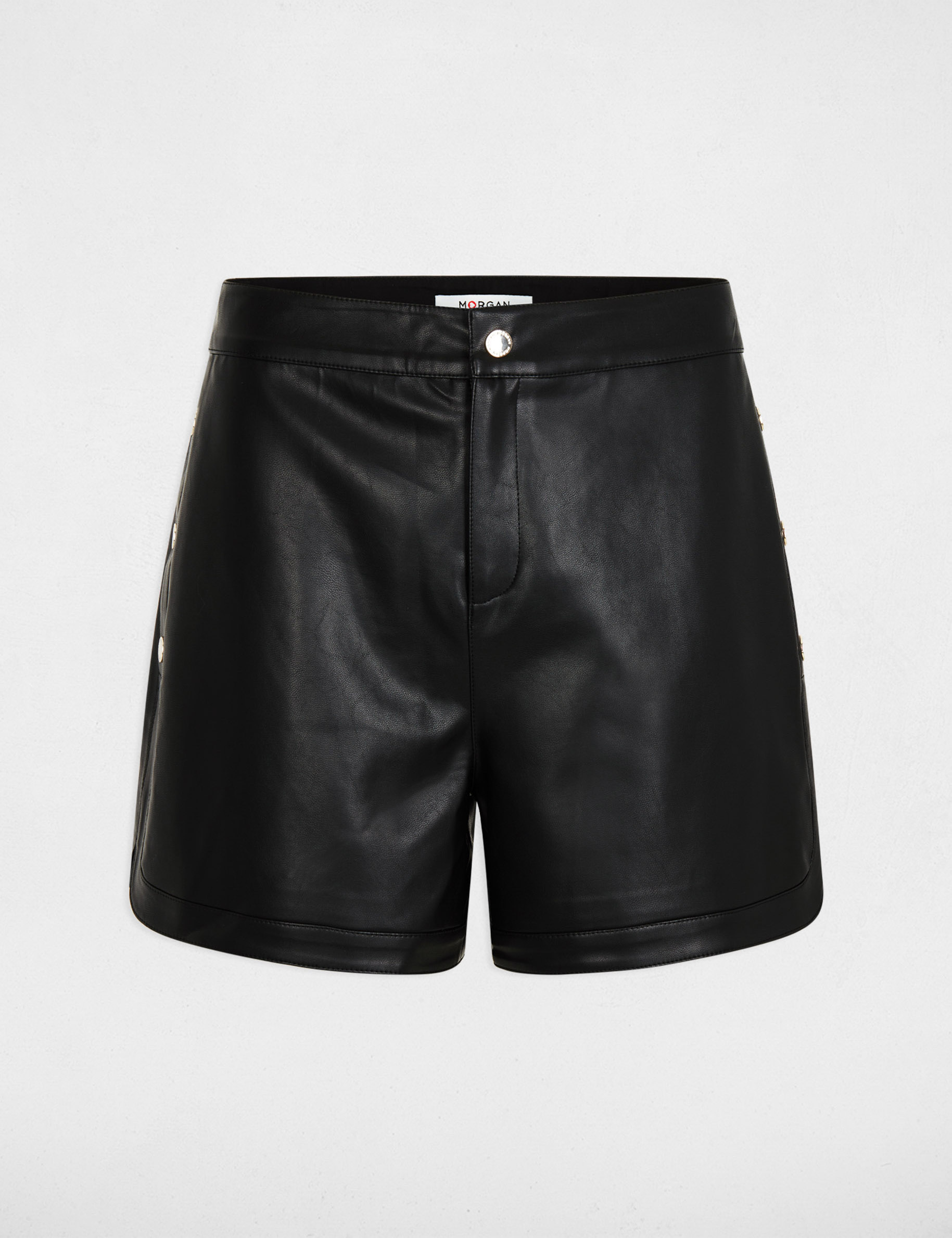 Faux leather straight short black women